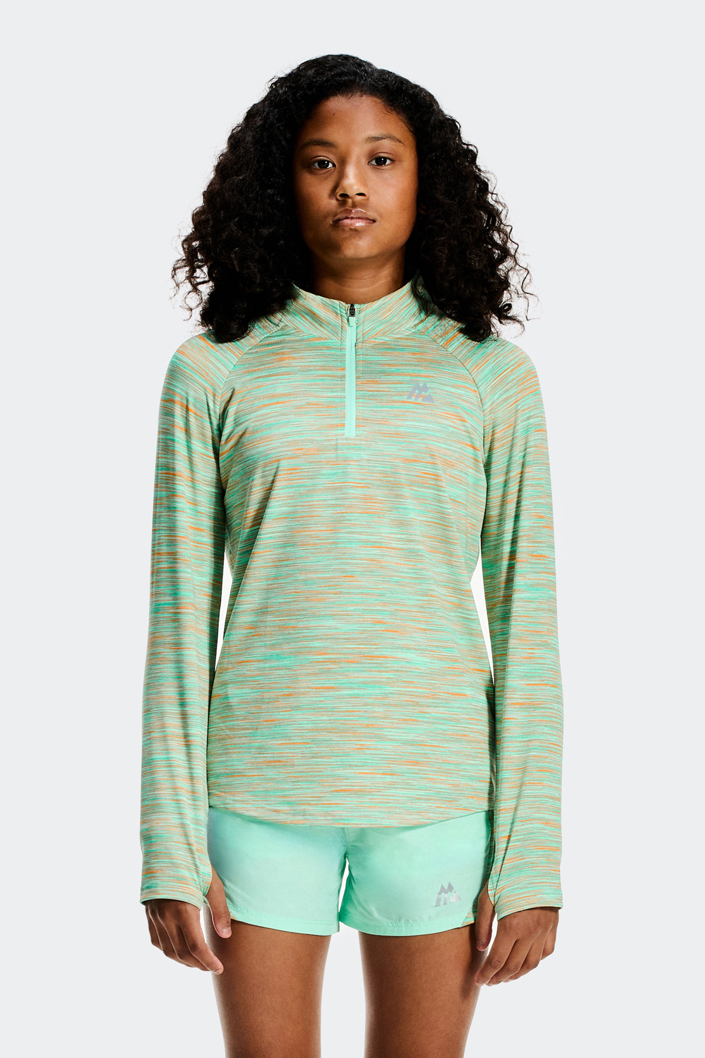マイトレックス Montirex Girls Trail 1/4 Zip Sportswear – Green/Teal/Peach