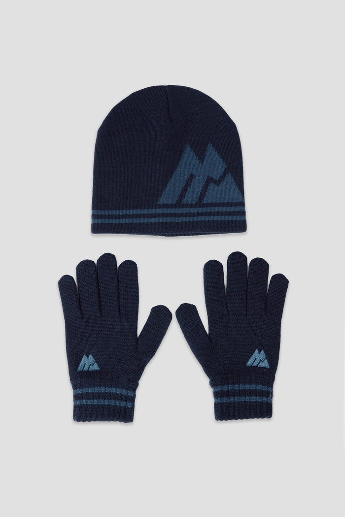 Junior Ibex Beanie/Gloves Set - Midnight Blue/Naval