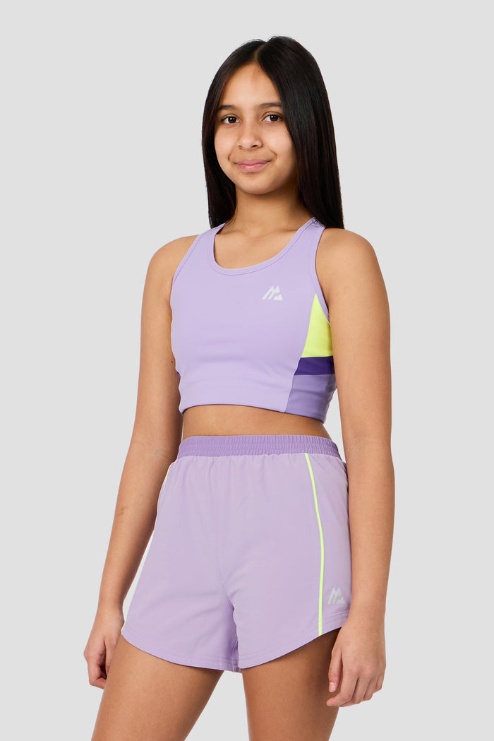 Girls Lumina Sports Bra - Parma/Lilac Chalk/Palazzo/Apple