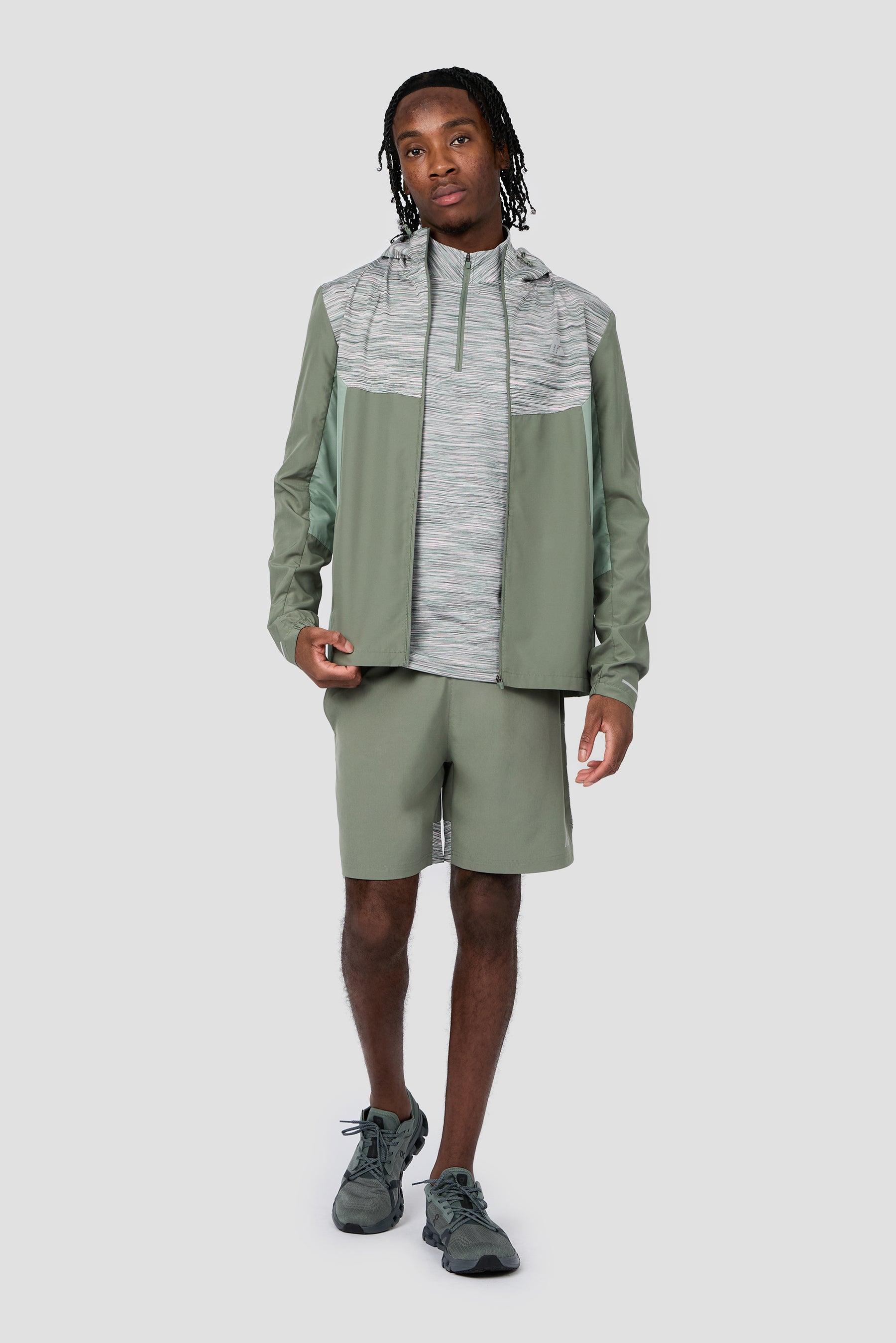 Trail 1/4 Zip - Green Slate/Pink