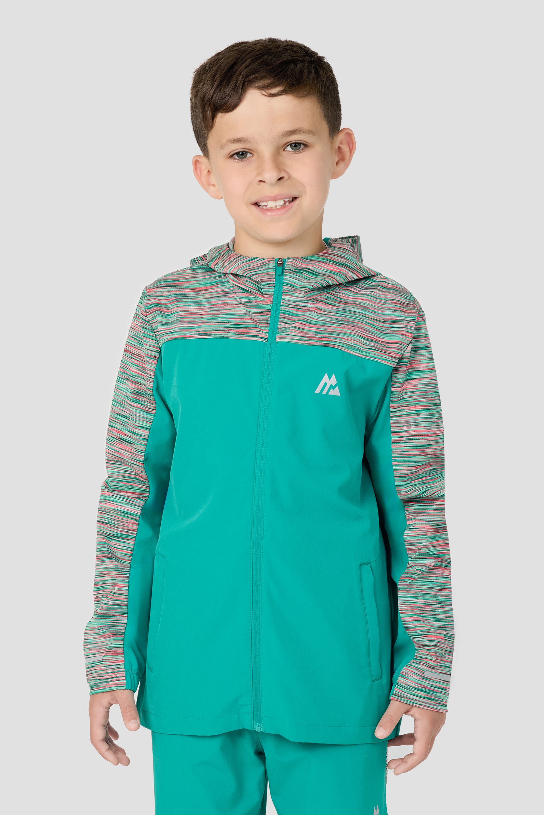 Boys Trail Windbreaker - Teal/Pink/White