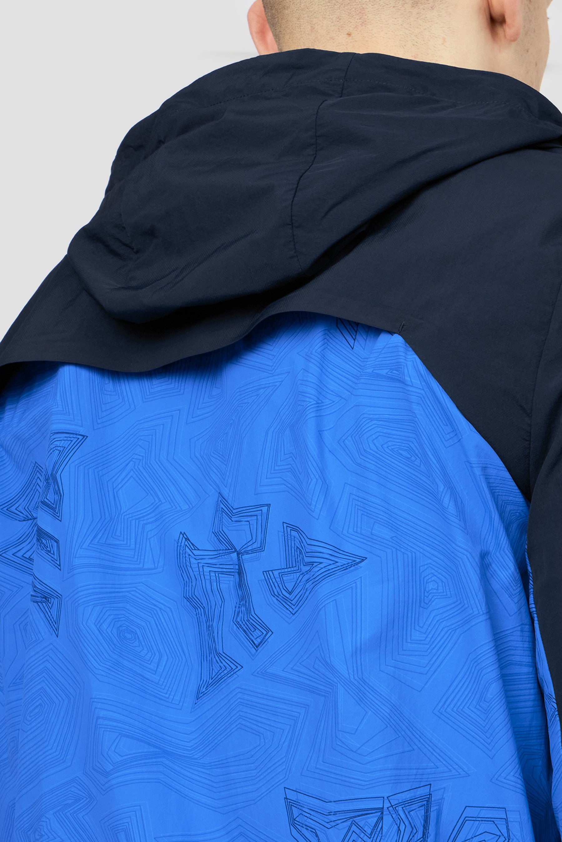 Geo M Print Windbreaker - Midnight Blue/Celestial Blue