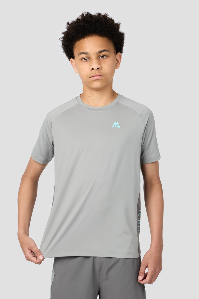 Boys Optic T-Shirt - Platinum Grey/Cement Grey/Neon Sky