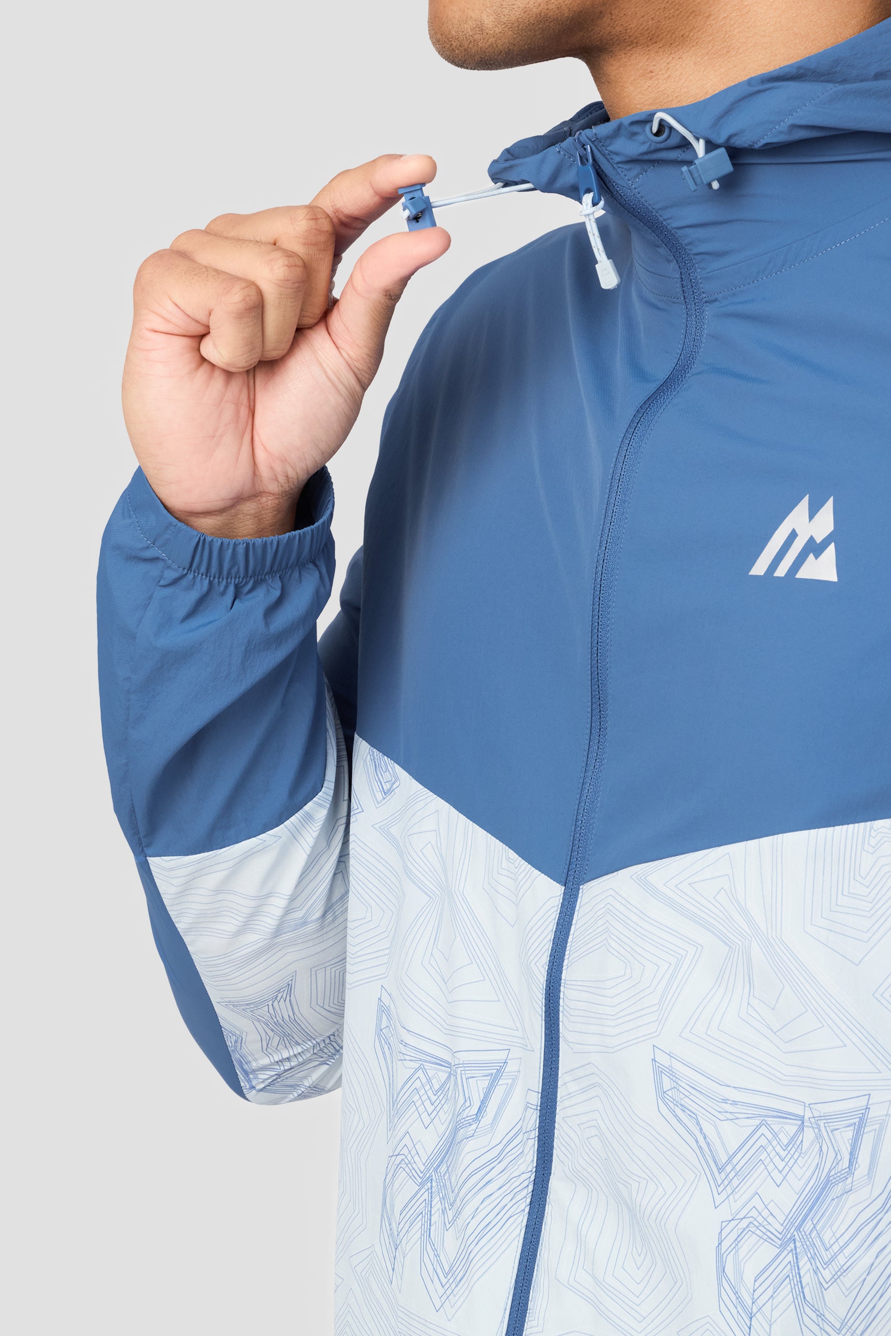 Geo M Print Windbreaker - Charcoal Blue/Summer Mist
