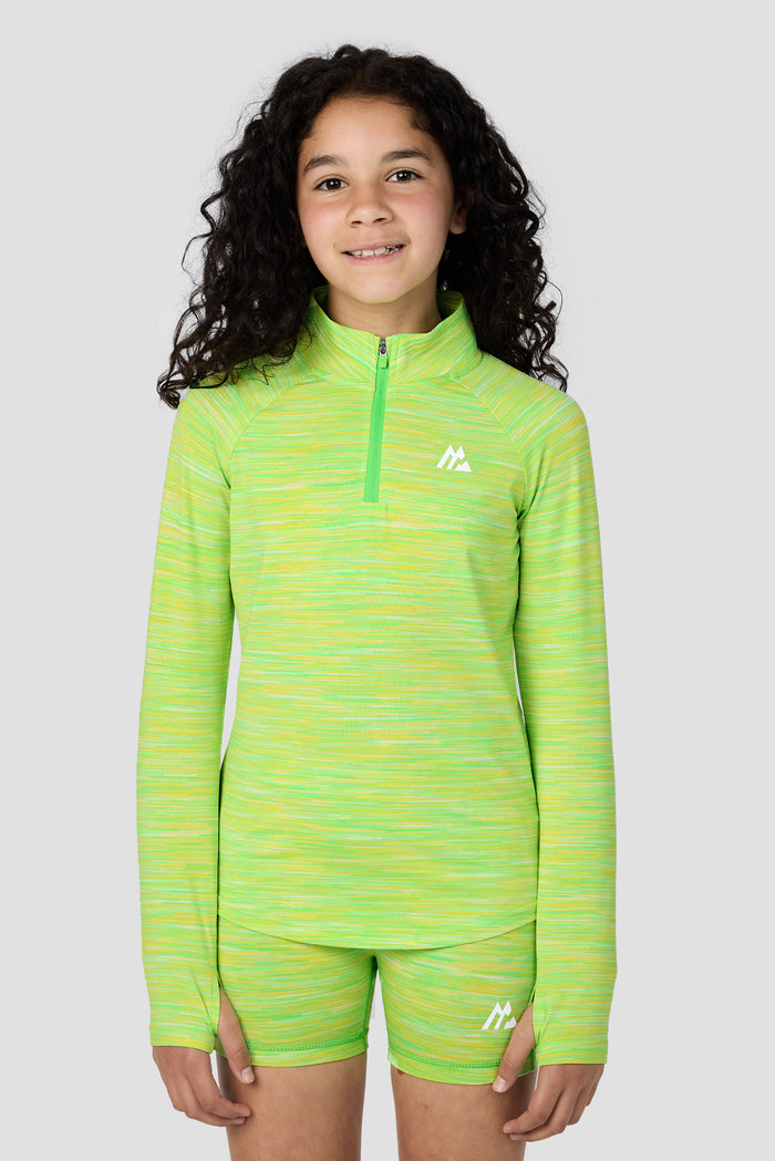 Girls Trail 1/4 Zip - Green Multi