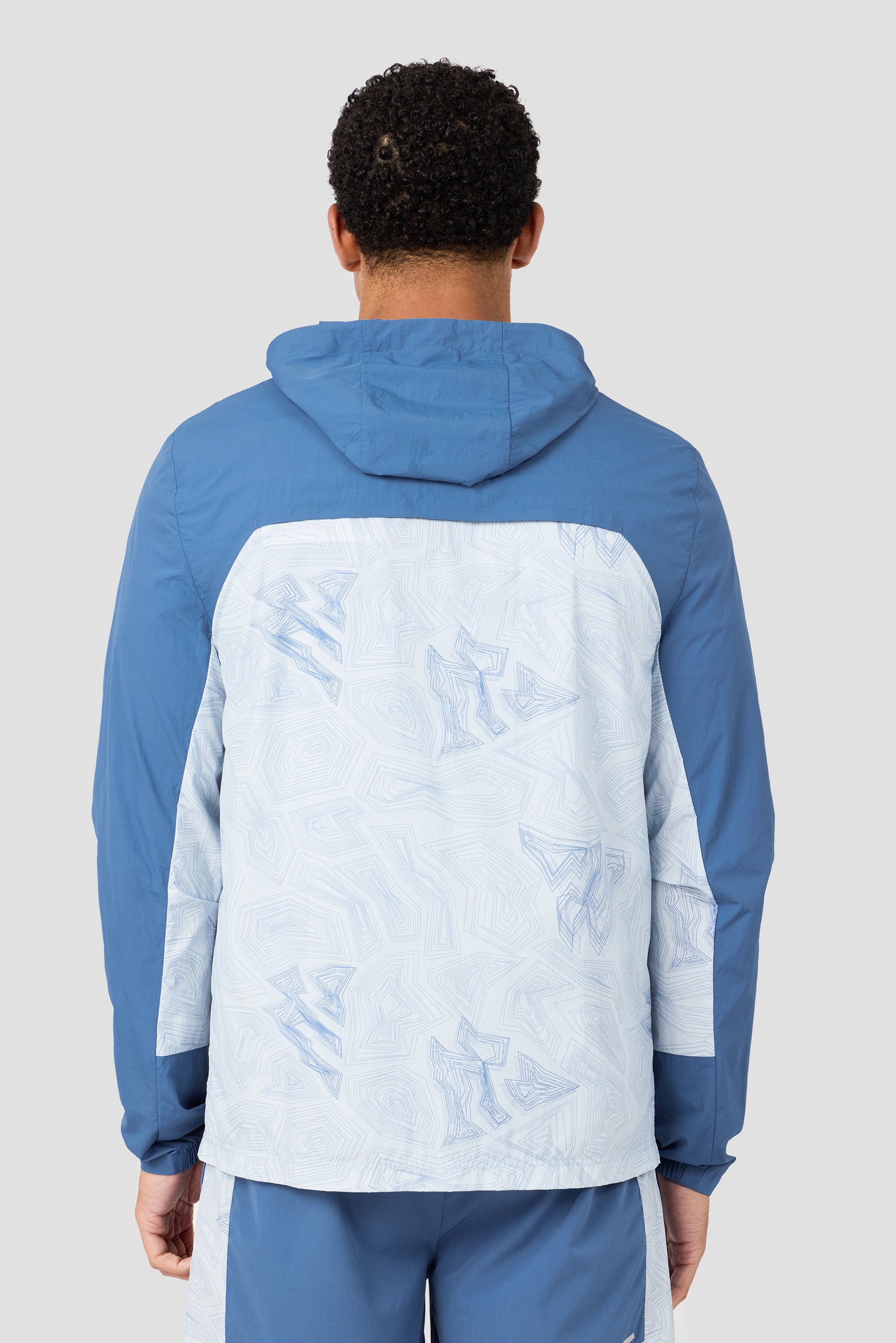 Geo M Print Windbreaker - Charcoal Blue/Summer Mist