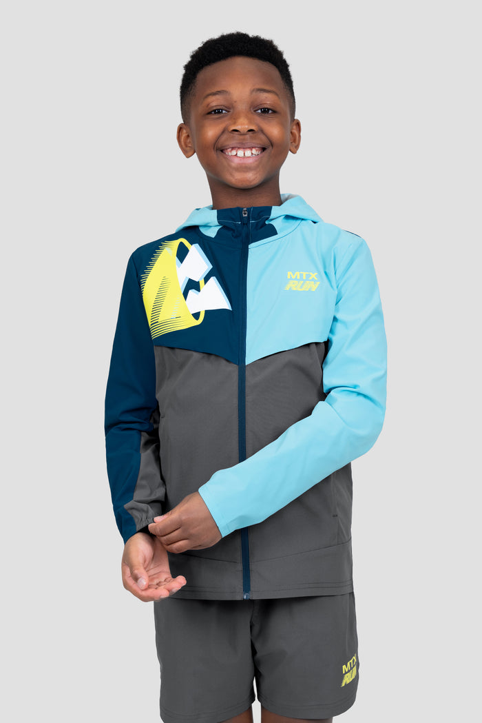 Boys MTX Run Jacket - Slate Grey/Neon Sky/Abyssal