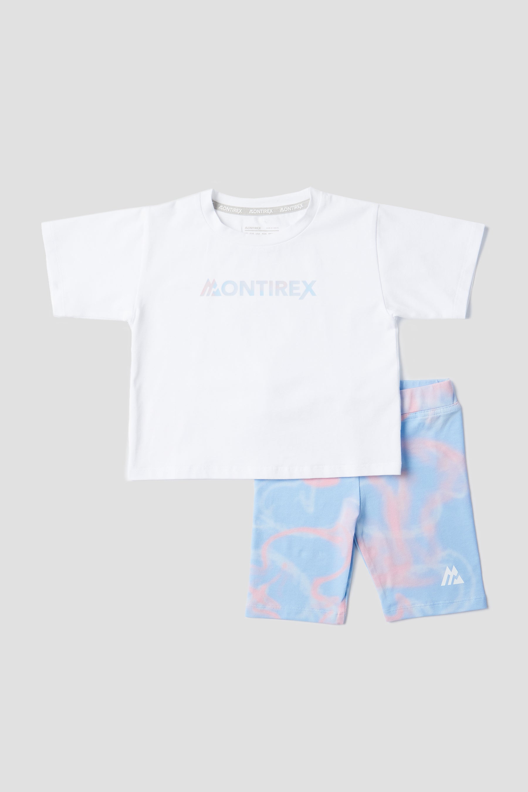 Infant Girls Swirl T-Shirt/Cycling Short Set - White/Misty Blue