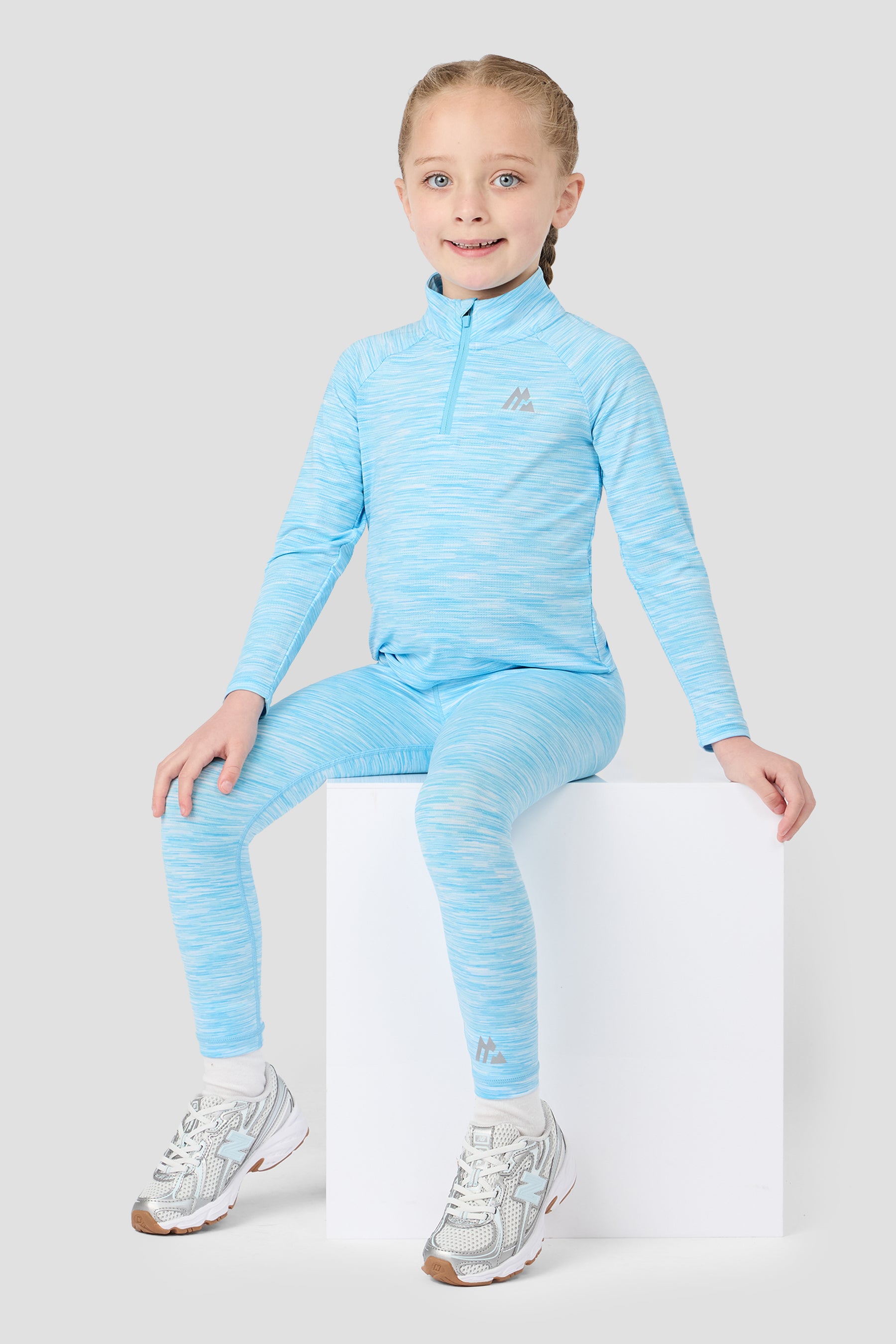 Infant Girl's Trail 1/4 Zip/Legging Set - Seashell Blue/White