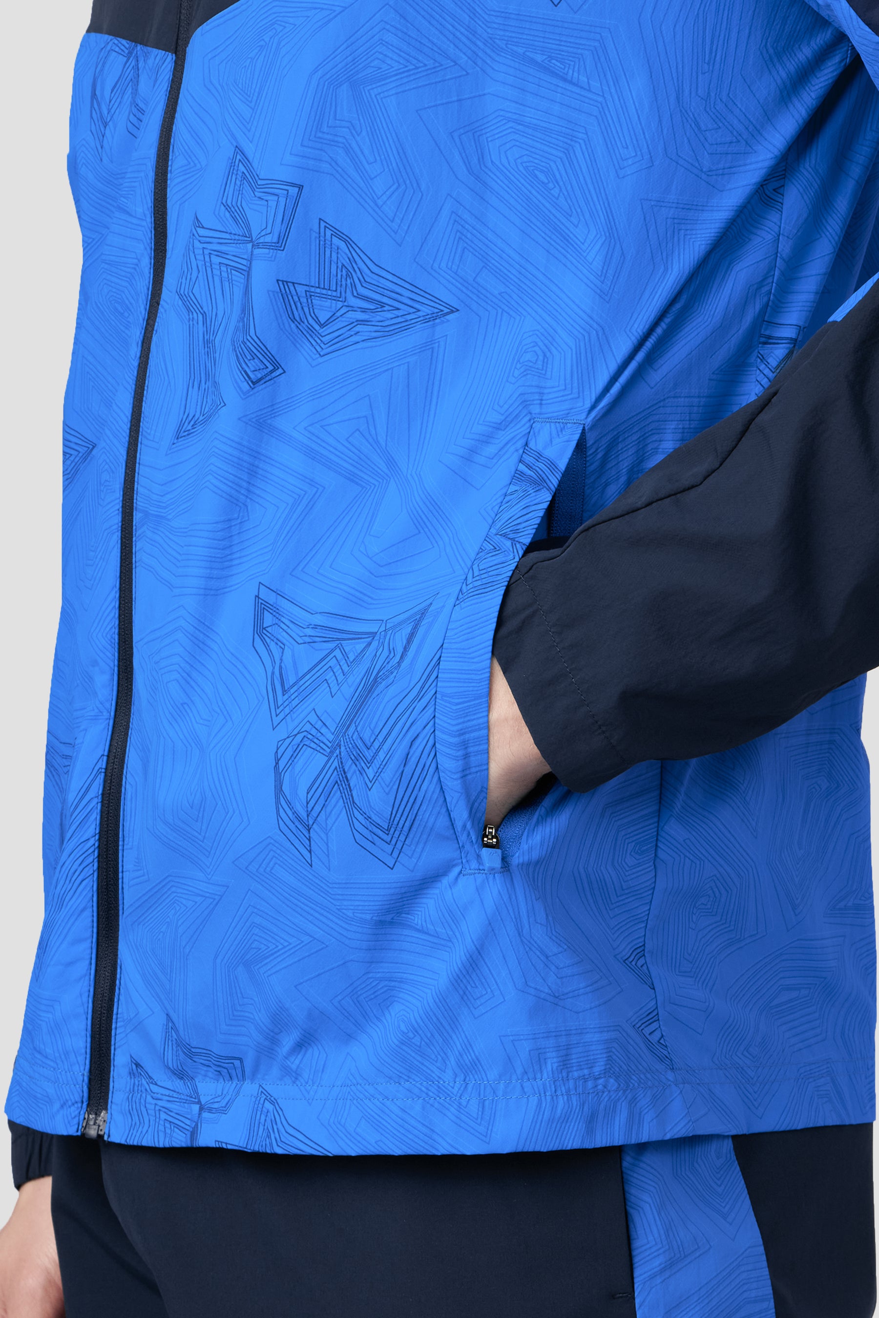 Geo M Print Windbreaker - Midnight Blue/Celestial Blue