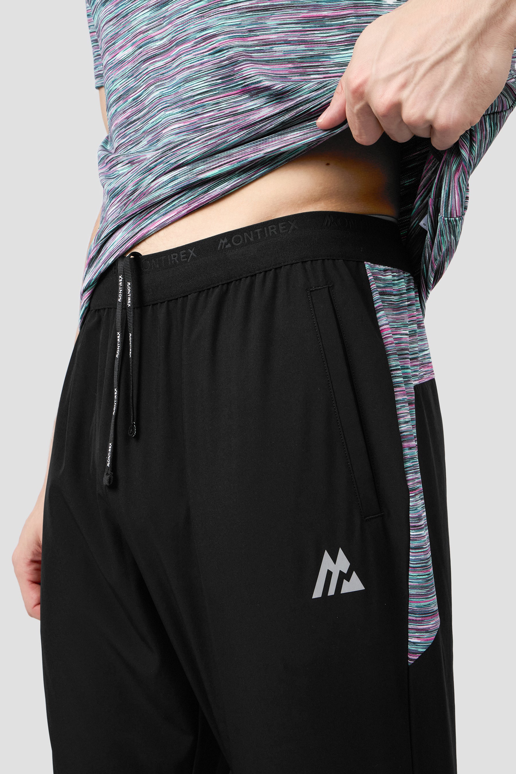 Trail Panel Running Pant - Black/Teal/Pink/White