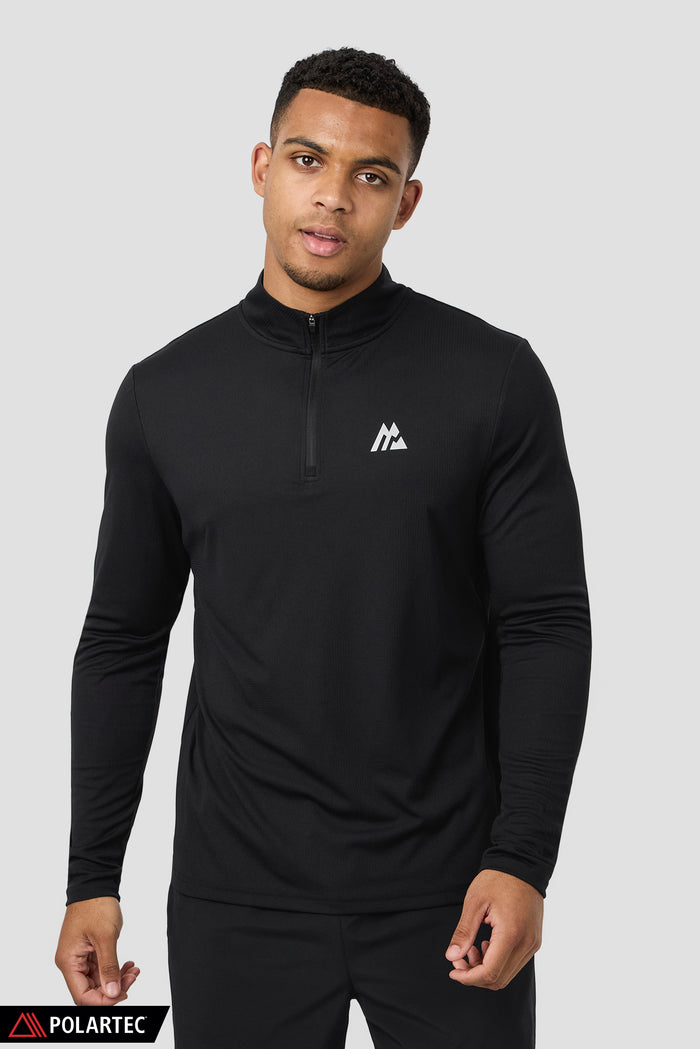 Peak Gridded 1/4 Zip - Black