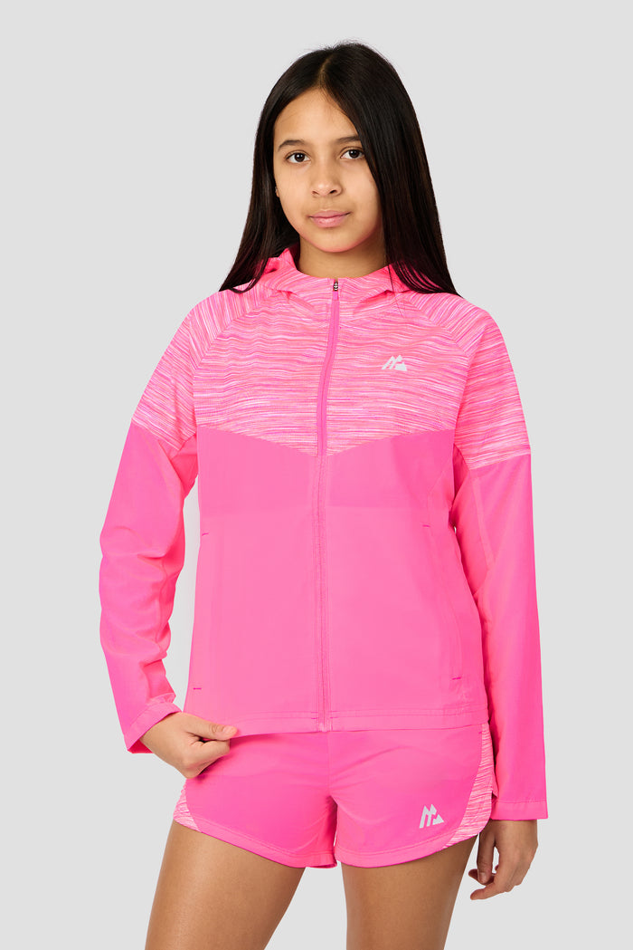 Girls Trail Windbreaker - Neon Pink Multi/White