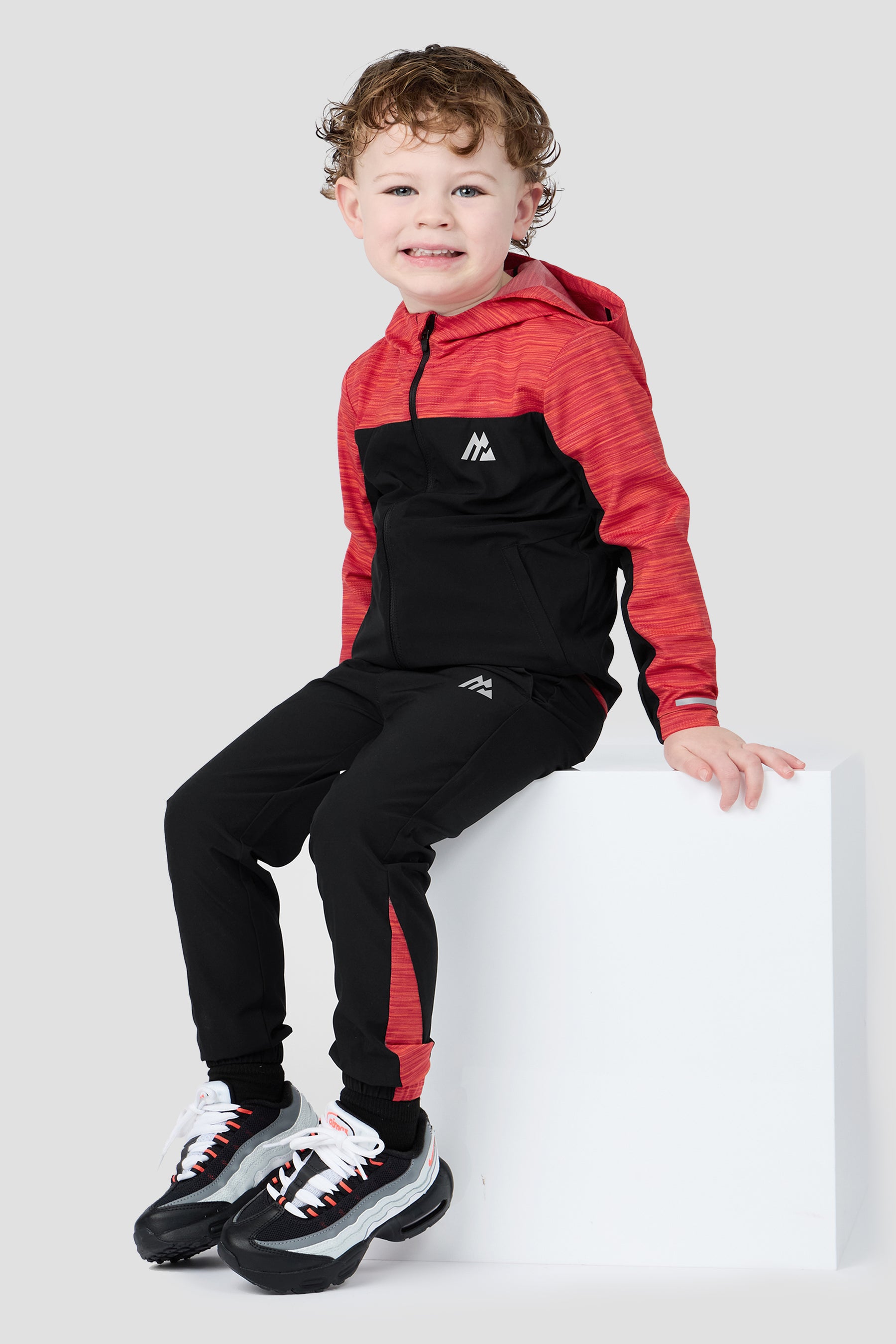 Infant Boys Trail Windbreaker/Pant Set - Black/Red/Orange