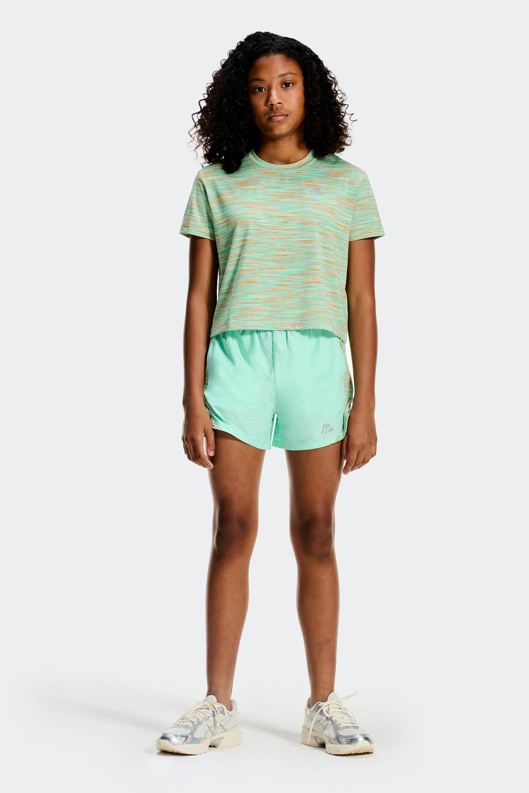 Girls Trail Panel Short - Green/Teal/Peach