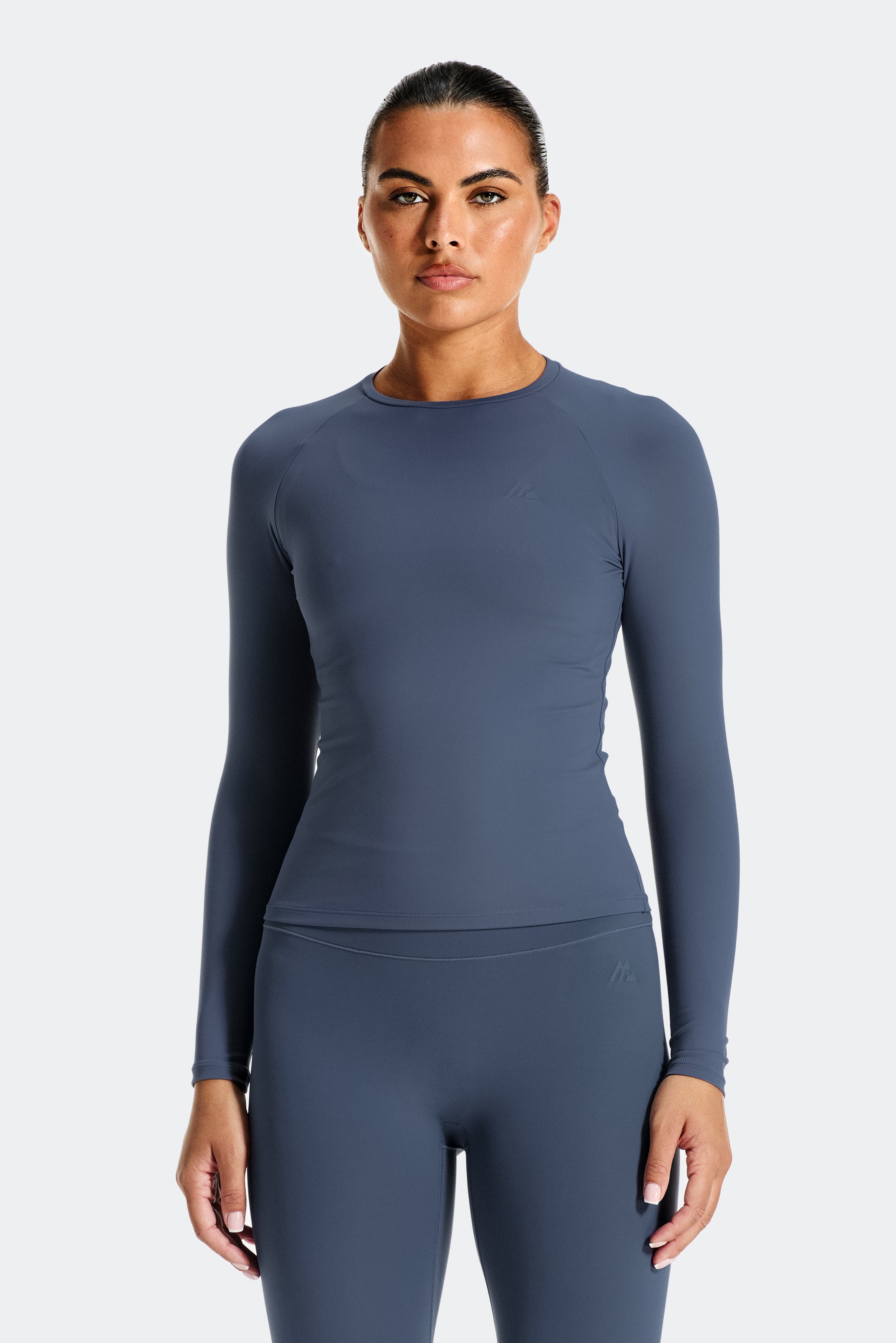Form Langarm-T-Shirt – Vergrautes Indigo