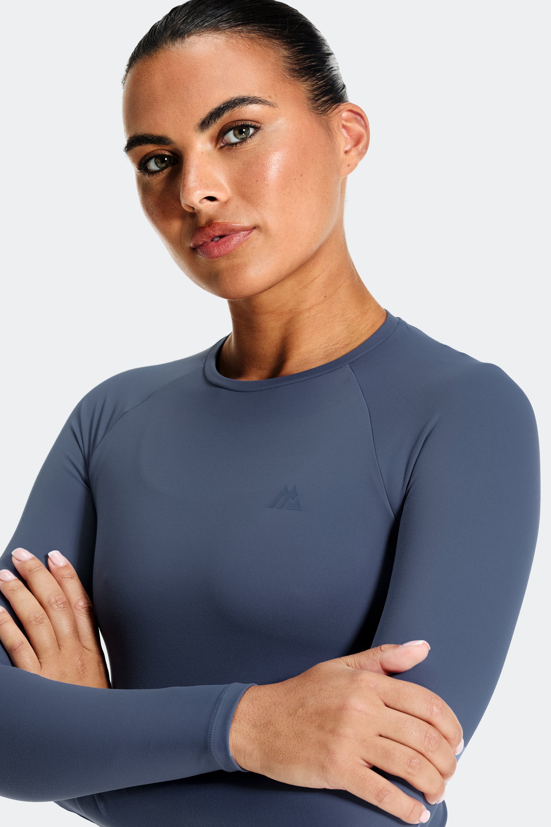 Form Langarm-T-Shirt – Vergrautes Indigo