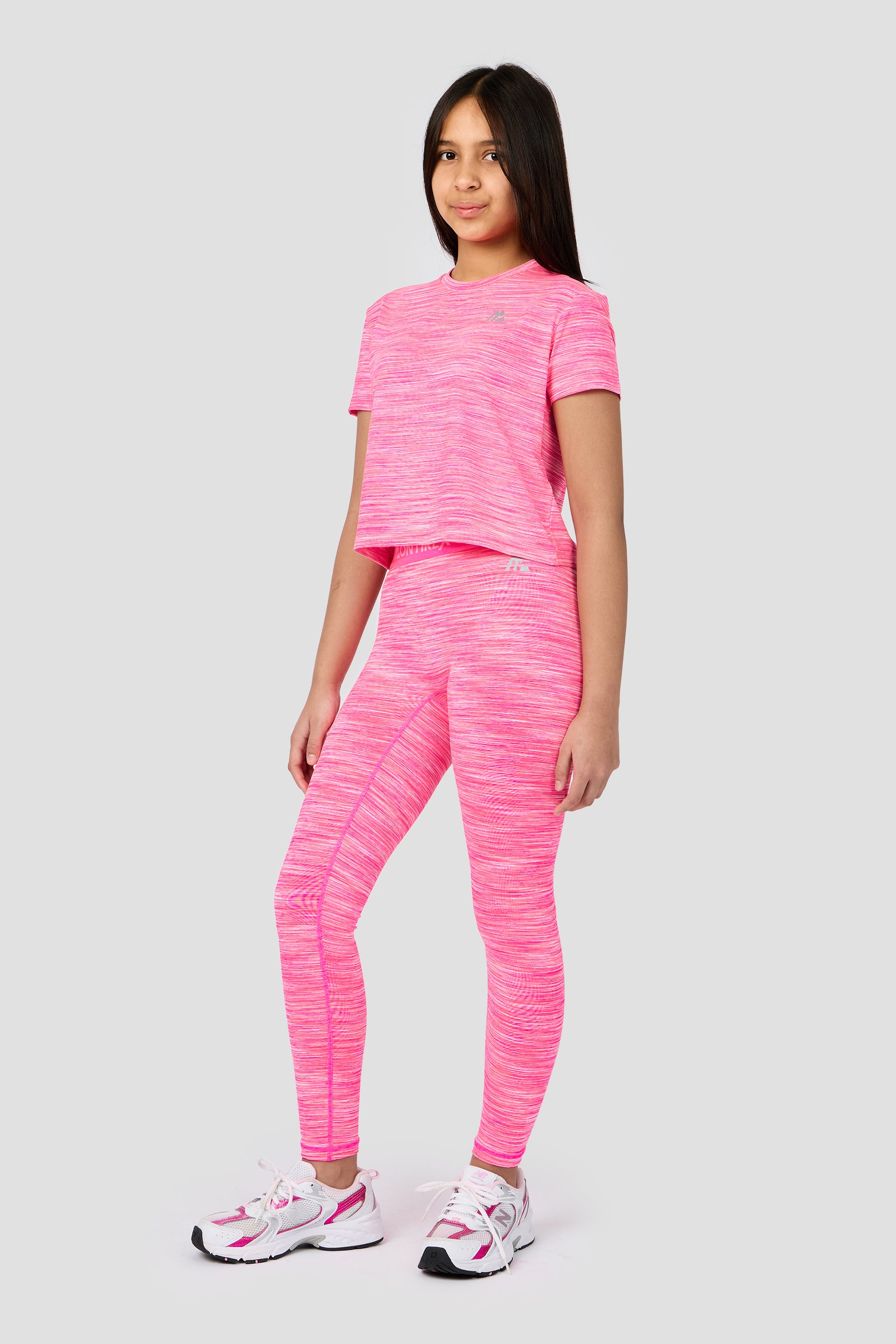 Girls Trail Icon Legging - Neon Pink Multi/White