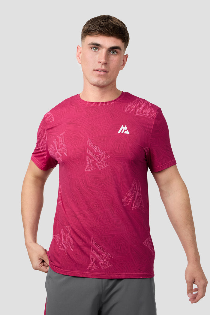 Geo M Print T-Shirt - Cherry