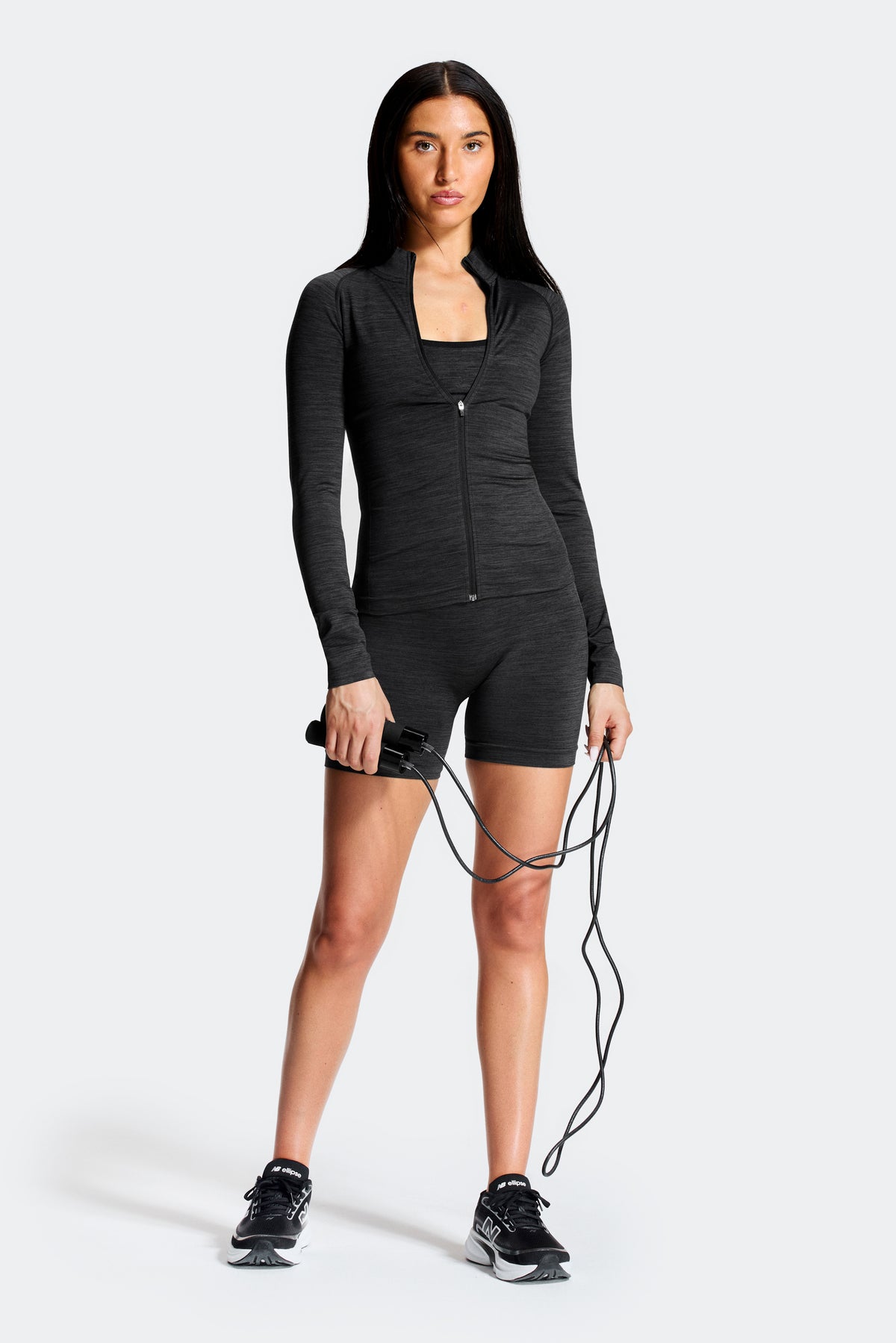 Trail Seamless Full Zip - Black Marl