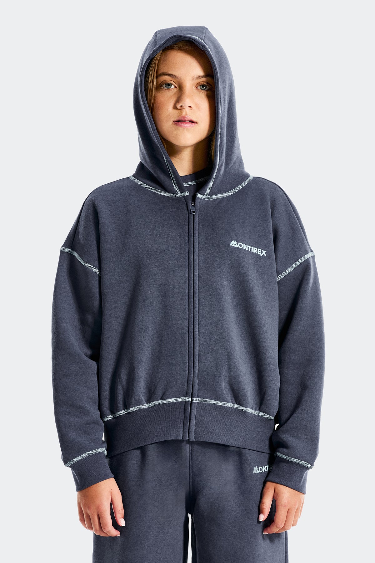 Girls Highlight Zip Up Hood - Moonlight Blue