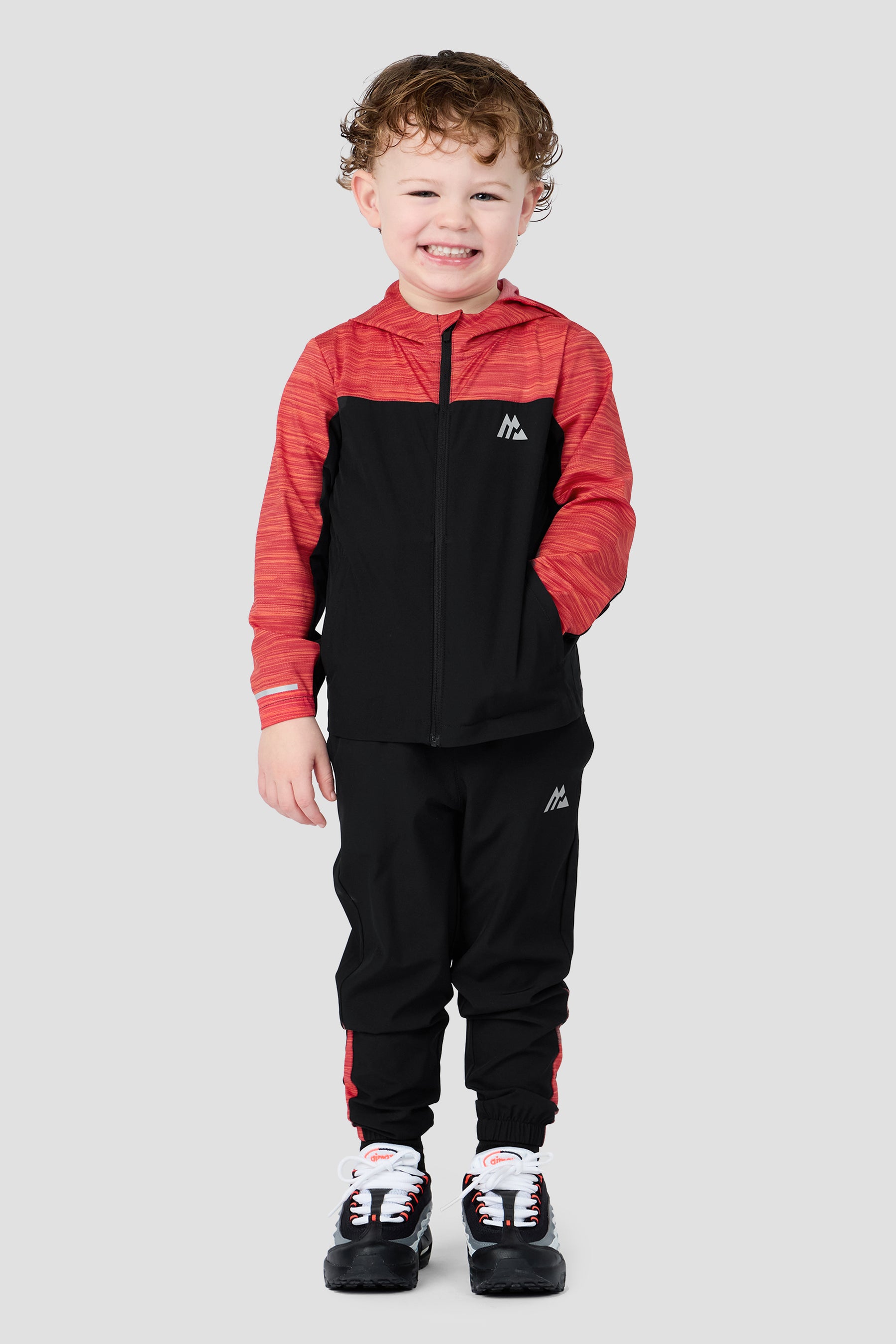 Infant Boys Trail Windbreaker/Pant Set - Black/Red/Orange