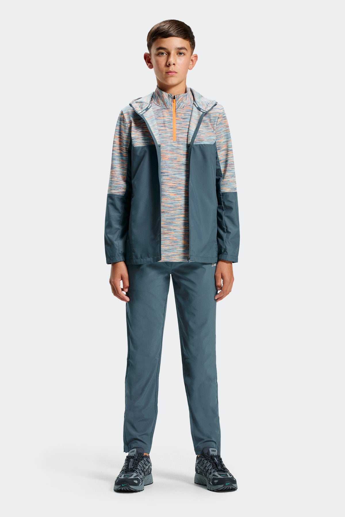 Boys Trail 1/4 Zip - Blue/Green/Orange