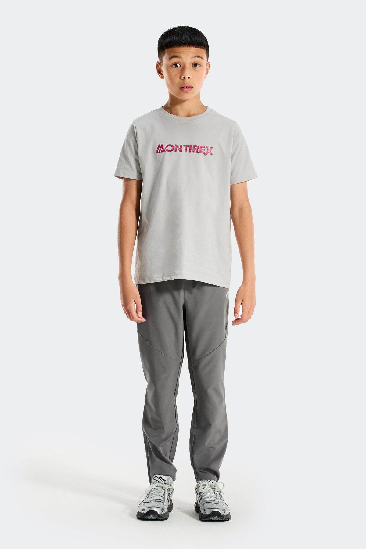 Boys Trail Linear Logo T-Shirt - Light Smoke Grey