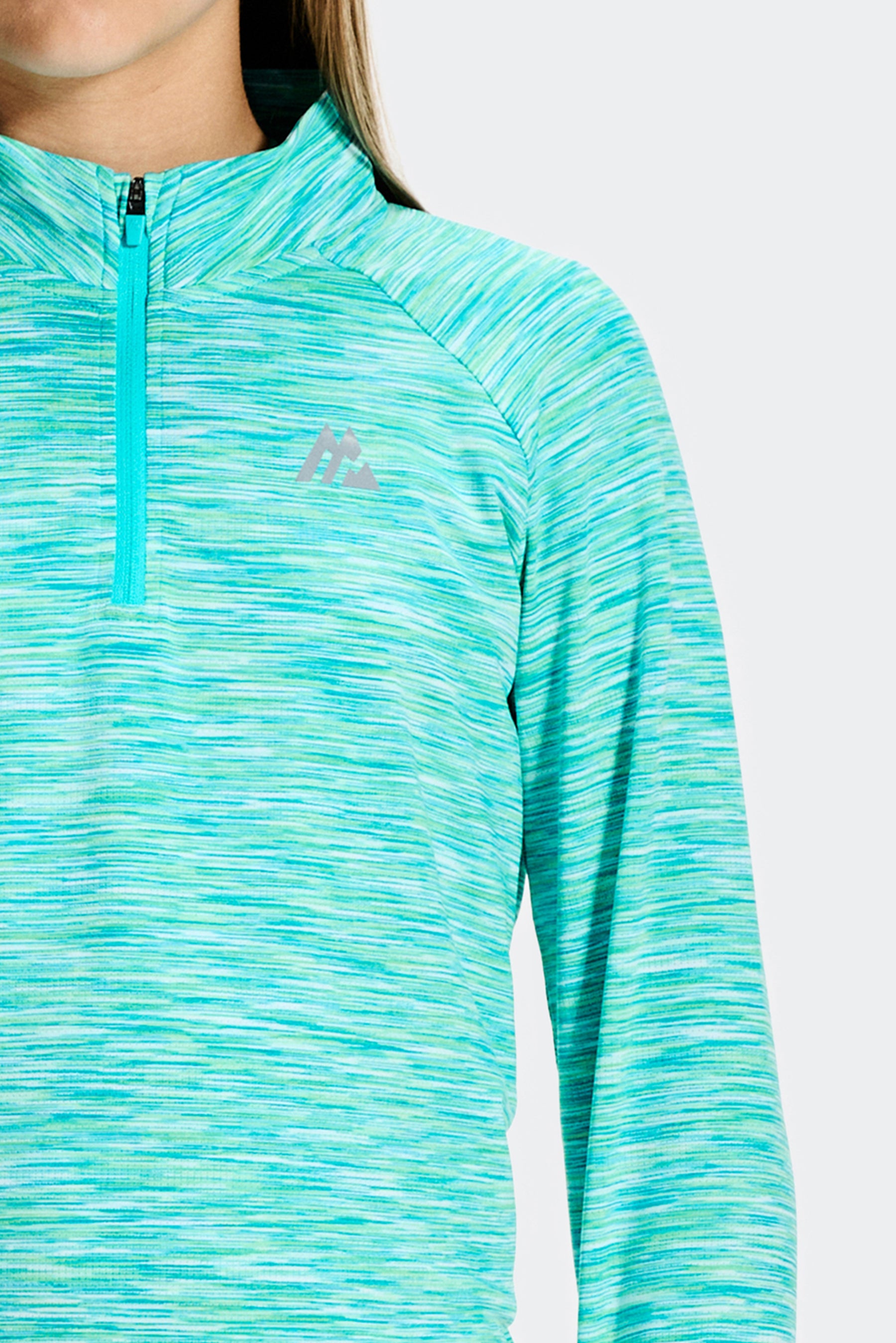 Girls Trail 1/4 Zip - Aqua Blue Multi