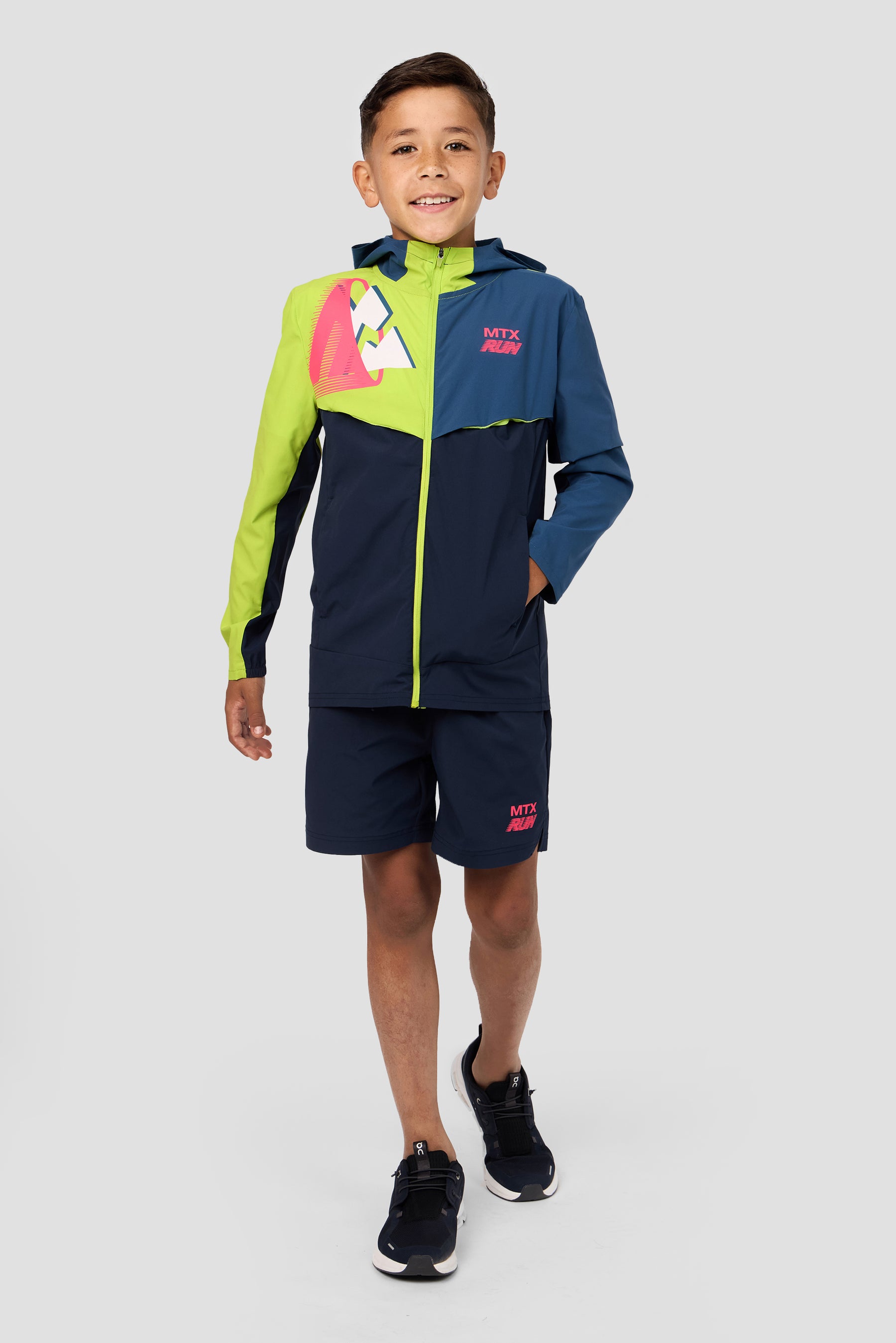 Boys MTX Run Jacket - Midnight Blue/Naval/Hazard