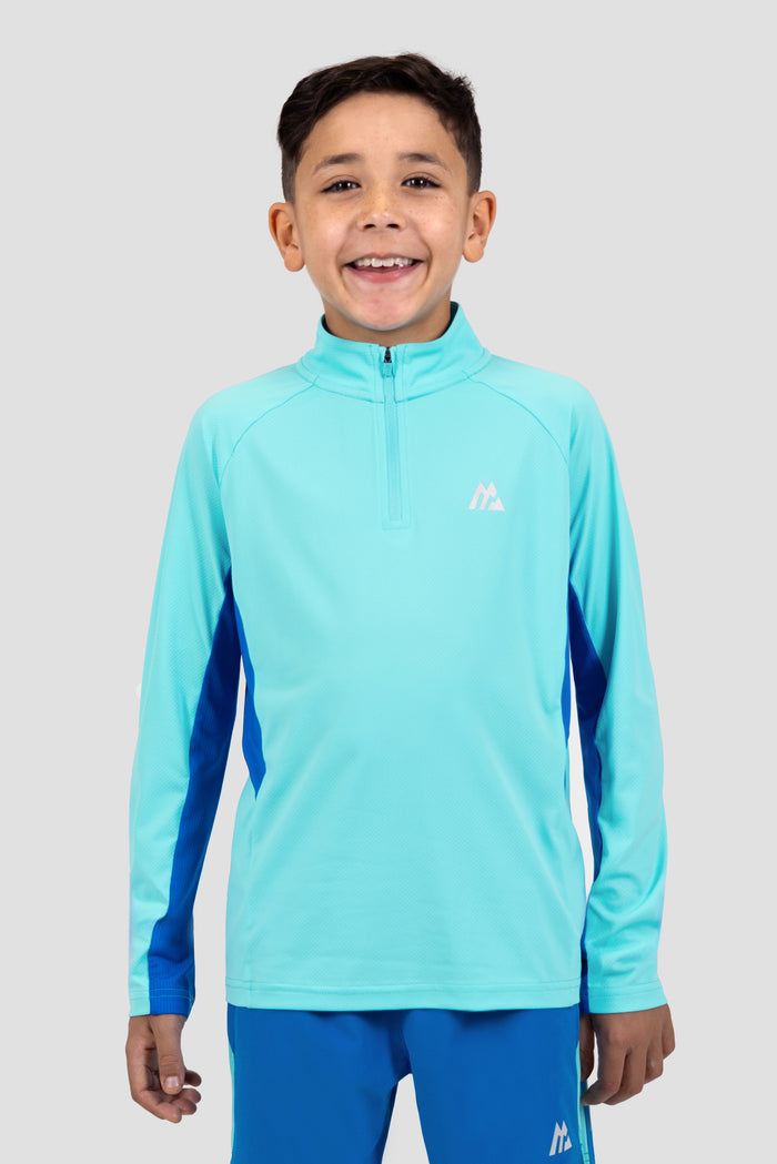 Boys React 1/4 Zip - Neon Sky/Neon Blue