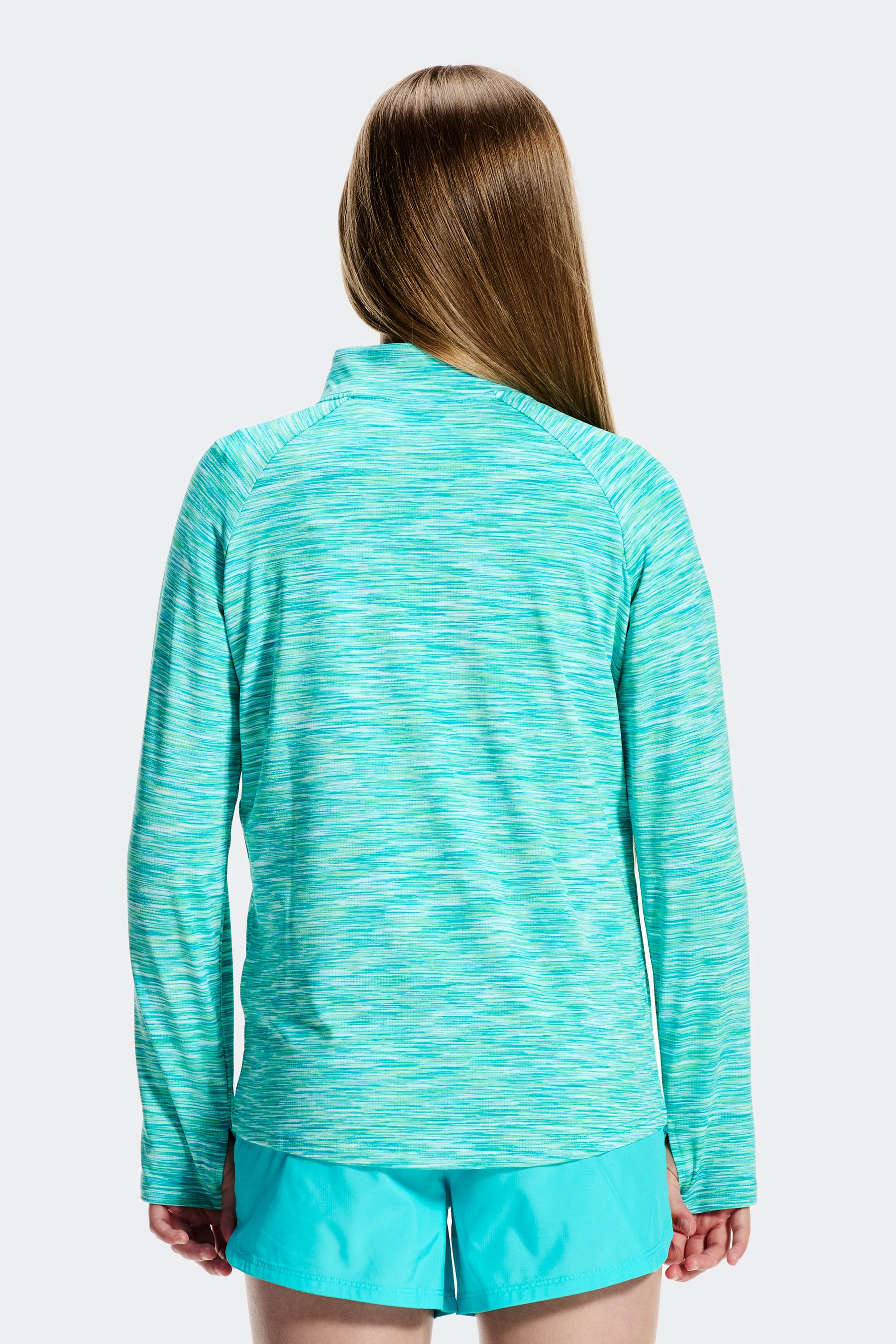 Girls Trail 1/4 Zip - Aqua Blue Multi