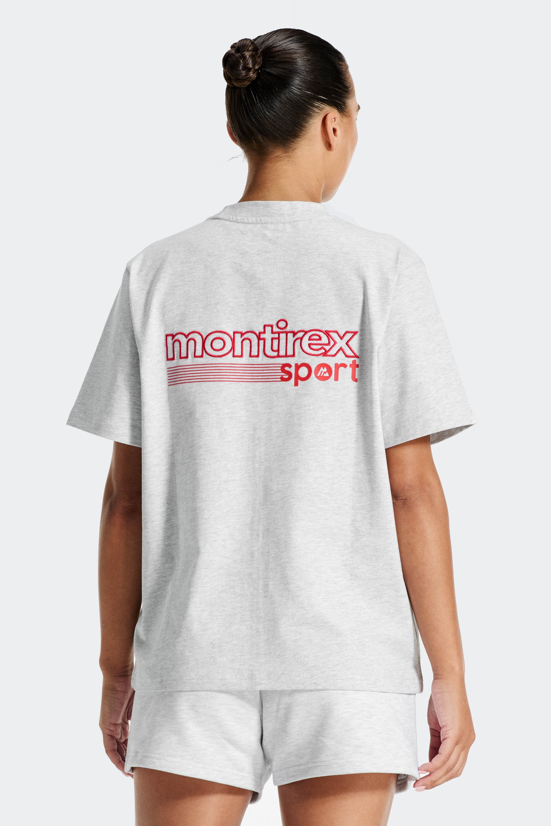 Track Graphic T-Shirt - Grey Marl/Poppy Red