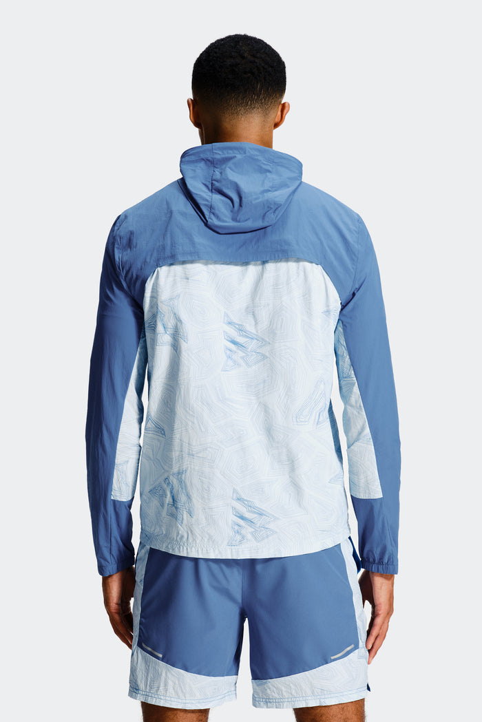 Geo M Print Windbreaker - Charcoal Blue/Summer Mist