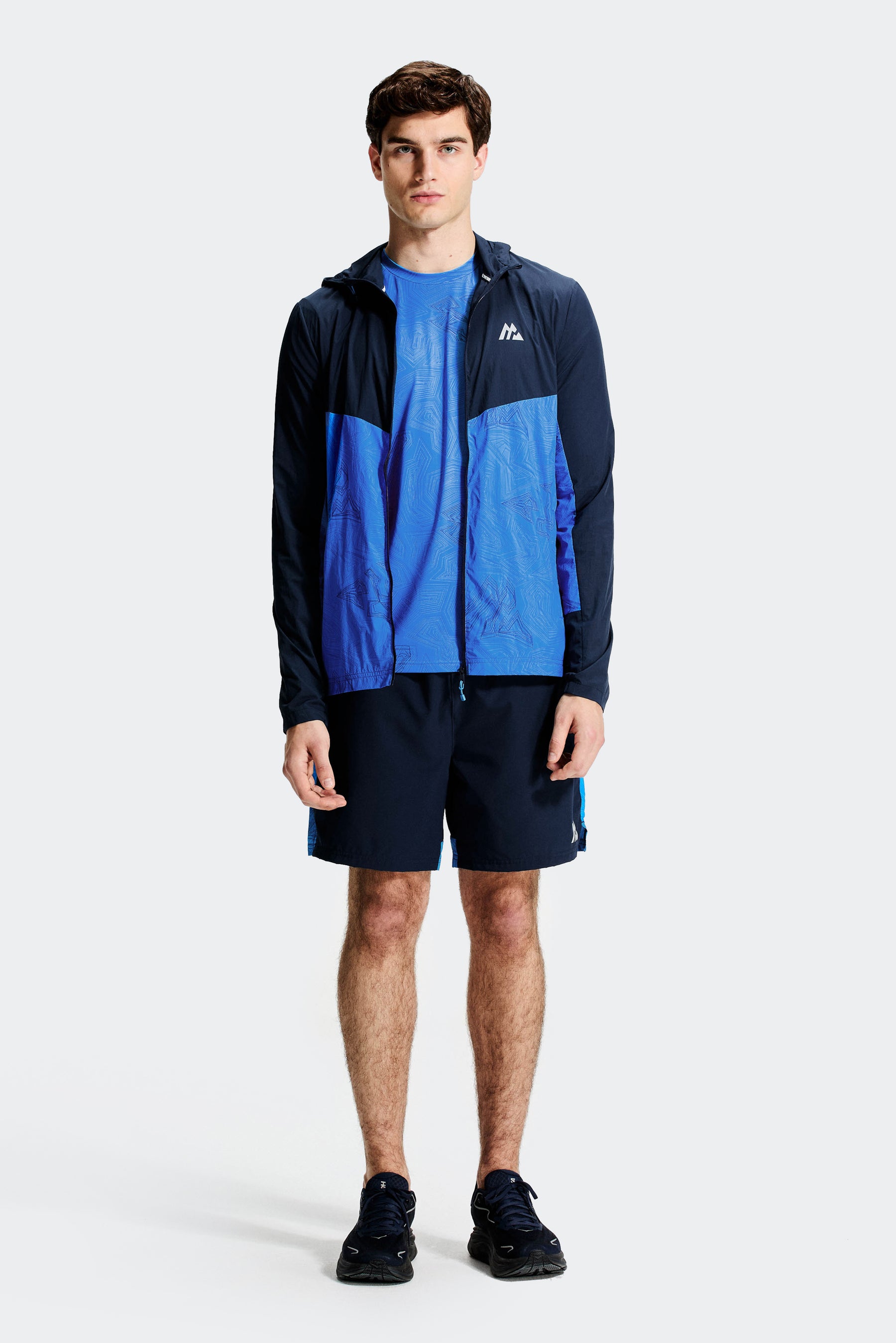 Geo M Print Windbreaker - Midnight Blue/Celestial Blue