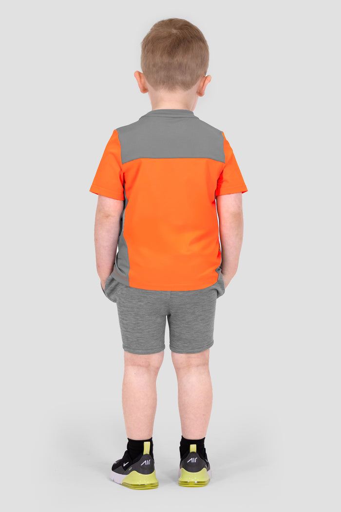 Infant Pace T-Shirt/Short Set - Fiery Orange/Platinum Grey/Platinum Grey Marl
