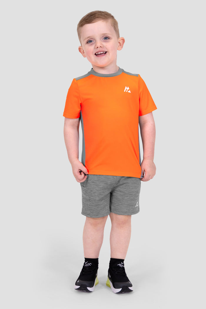 Infant Pace T-Shirt/Short Set - Fiery Orange/Platinum Grey/Platinum Grey Marl