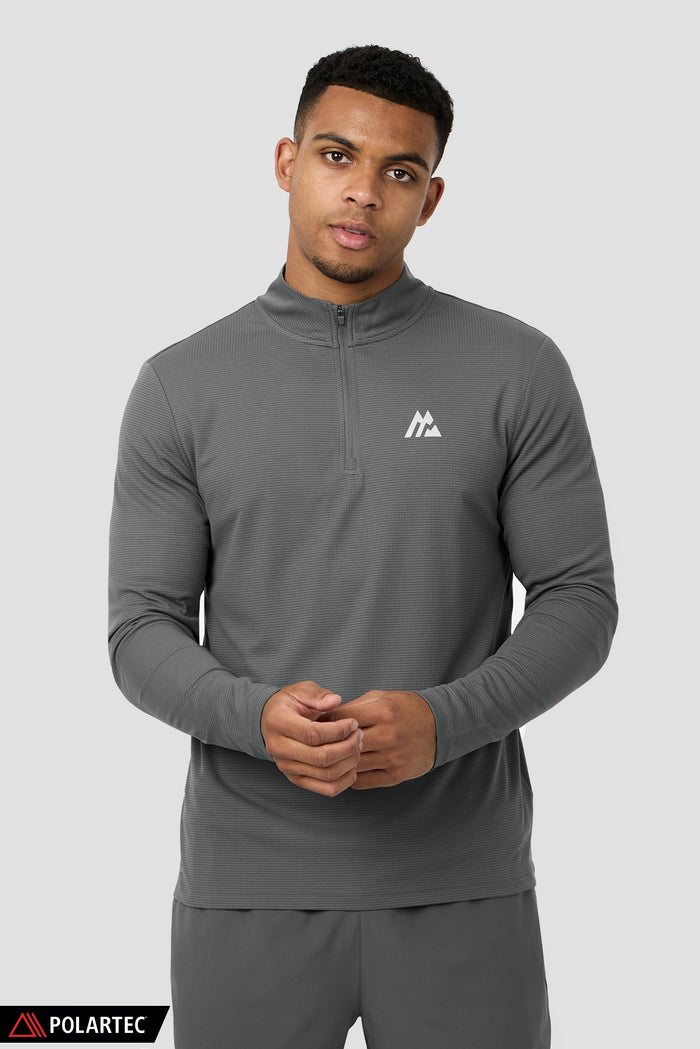 Peak Gridded Polartec® 1/4 Zip - Cement Grey