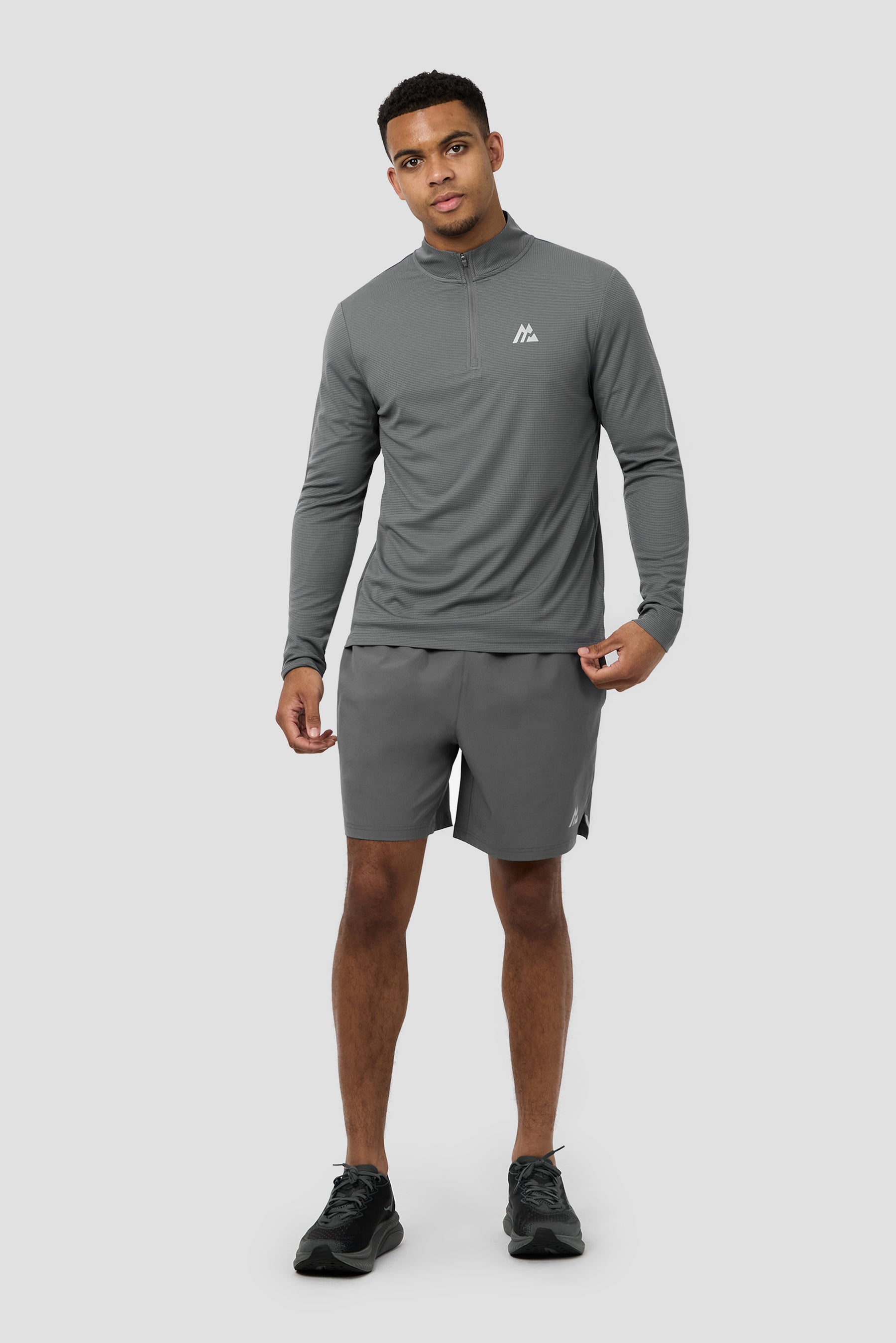 Peak Gridded 1/4 Zip - Cement Grey