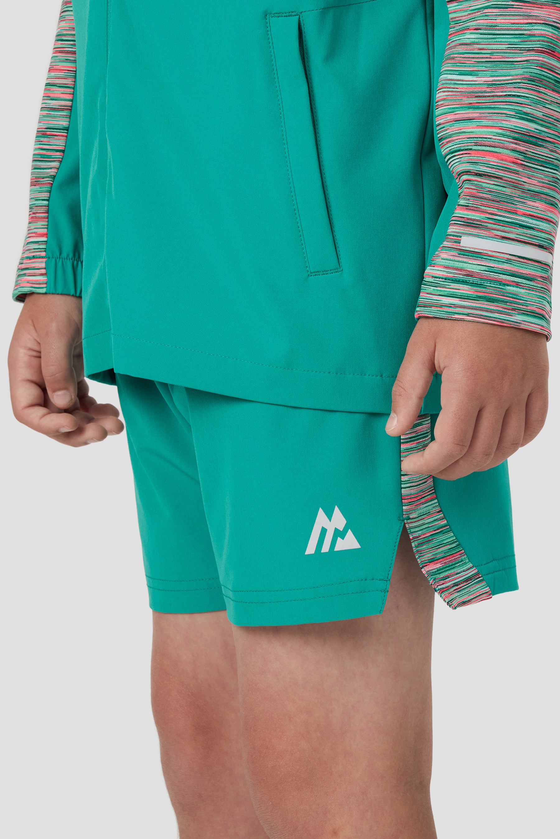 Boys Trail Panel Short - Teal/Pink/White