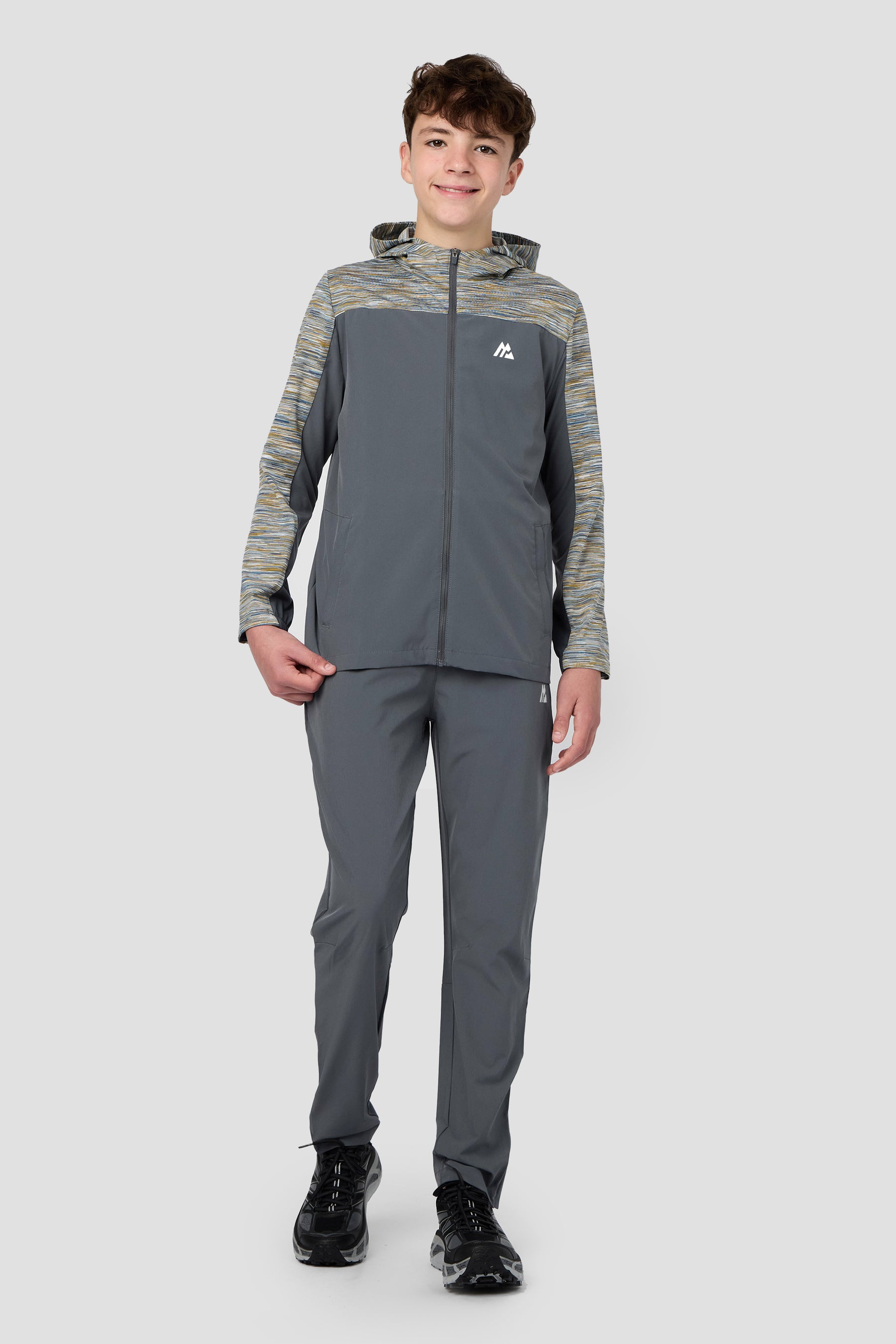 Boys Trail Windbreaker - Grey/Blue/Orange