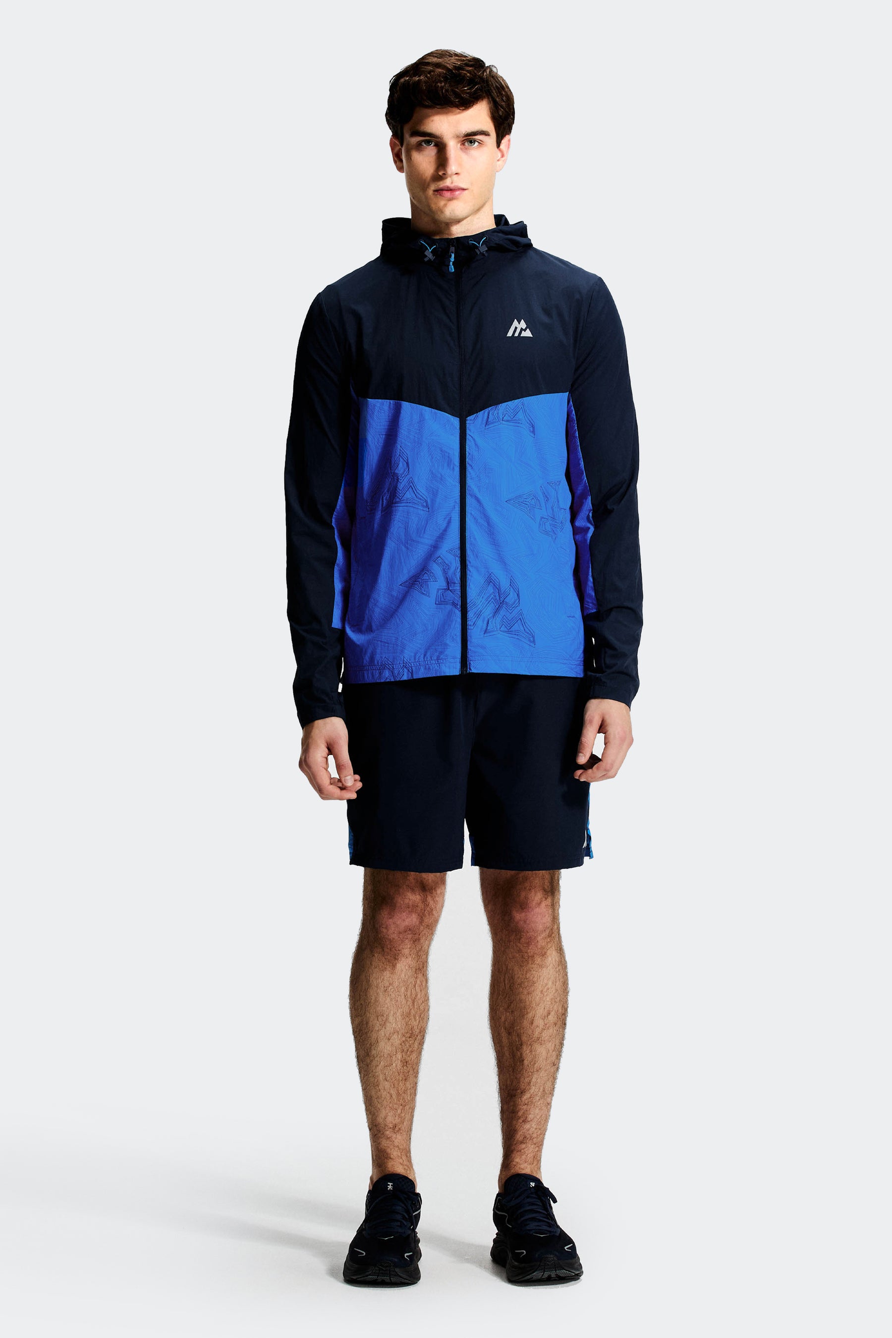 Geo M Print Windbreaker - Midnight Blue/Celestial Blue