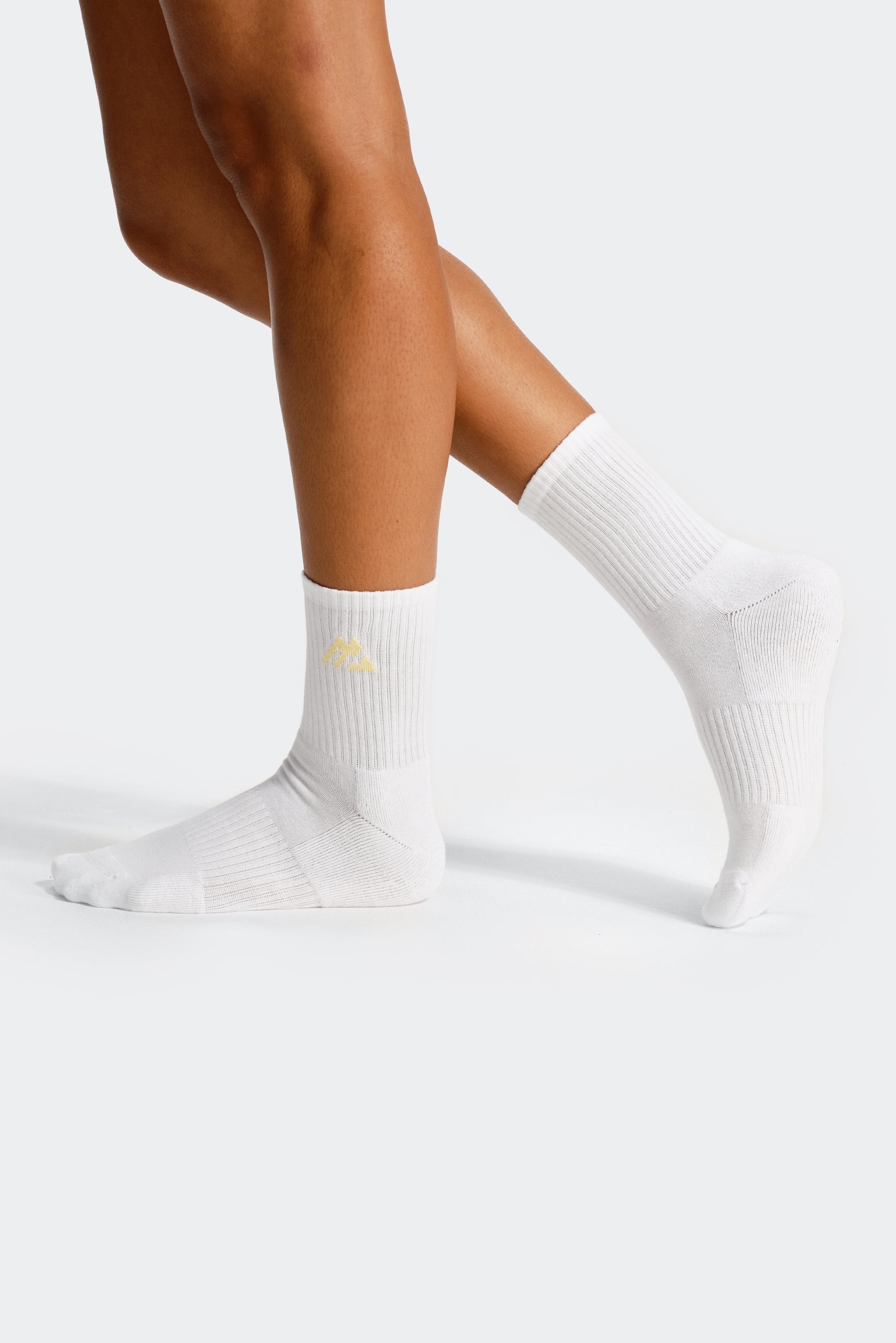 Women's Crew Sock 3 Pack - White/Lemon
