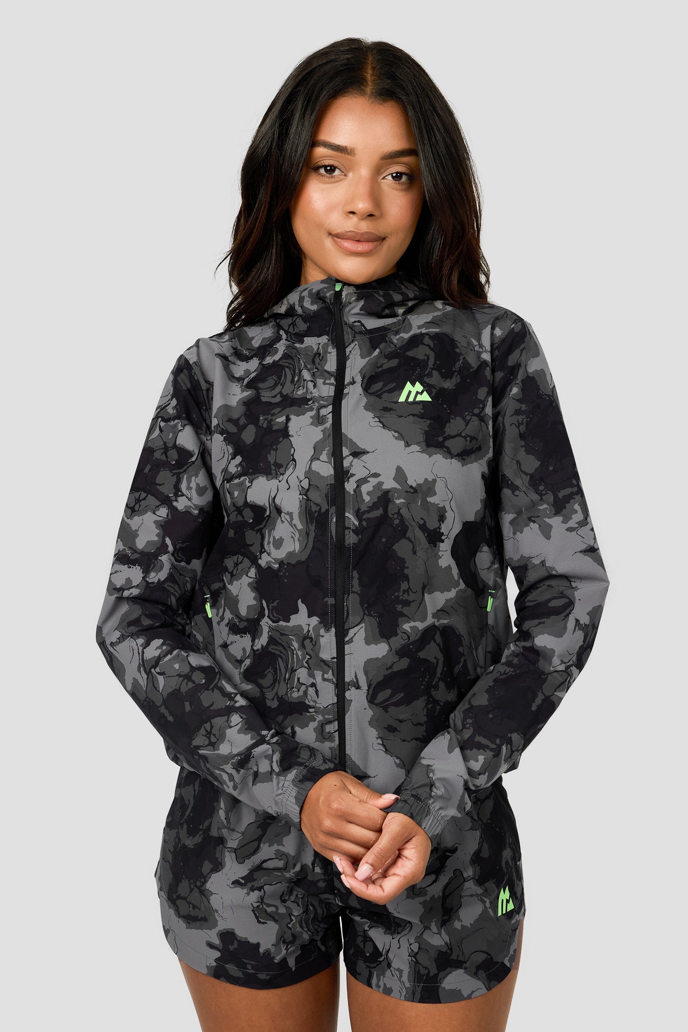 Fusion Print Windbreaker - Black/Winter Sky
