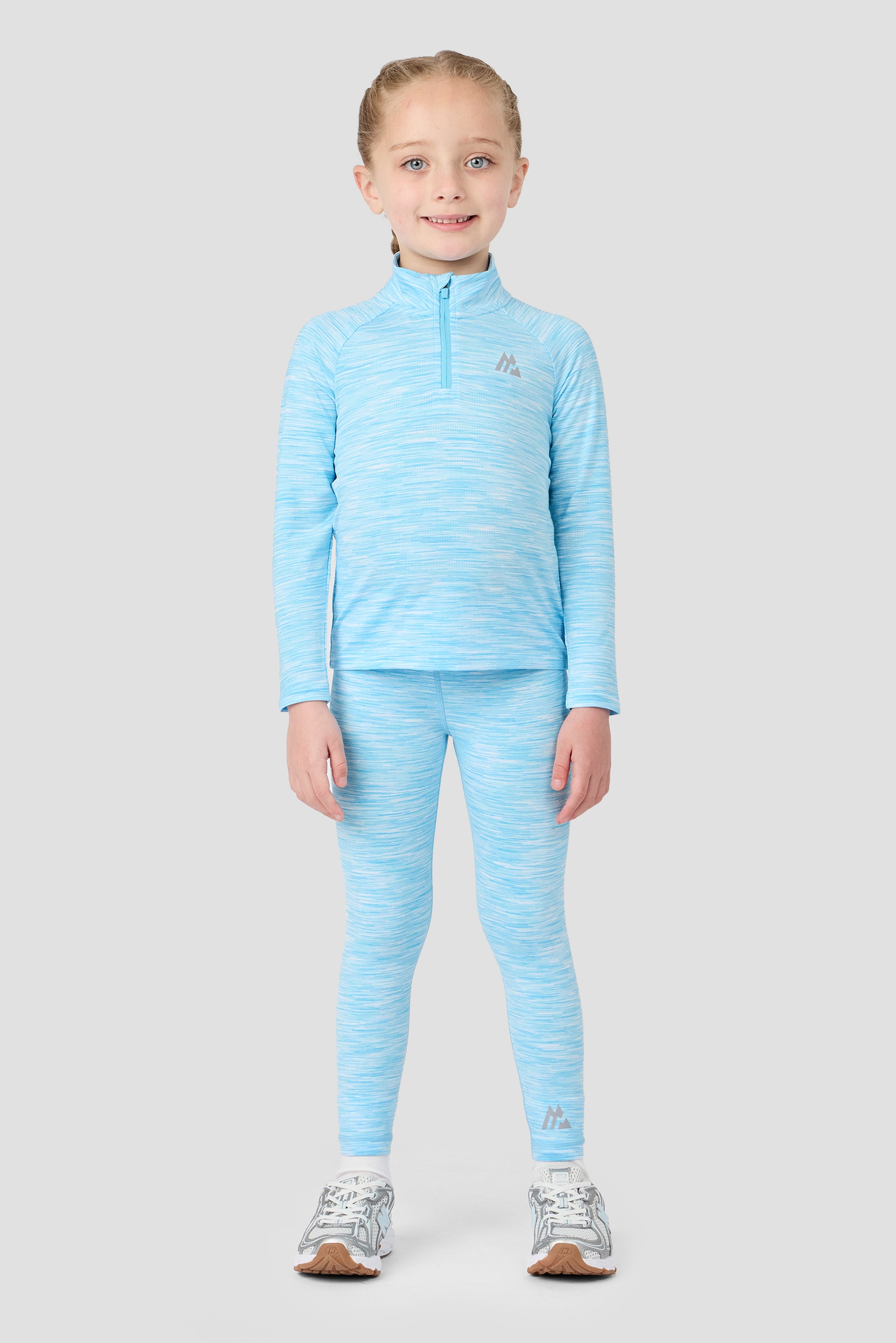 Infant Girl's Trail 1/4 Zip/Legging Set - Seashell Blue/White