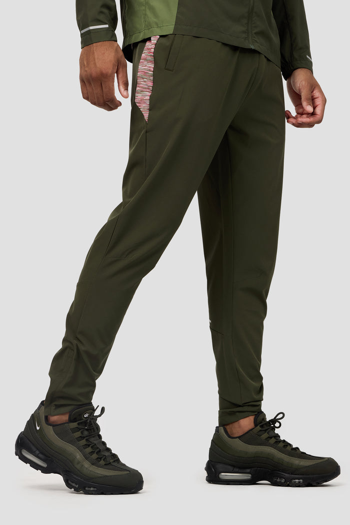 Trail Panel Running Pant - Khaki/Pink/Red
