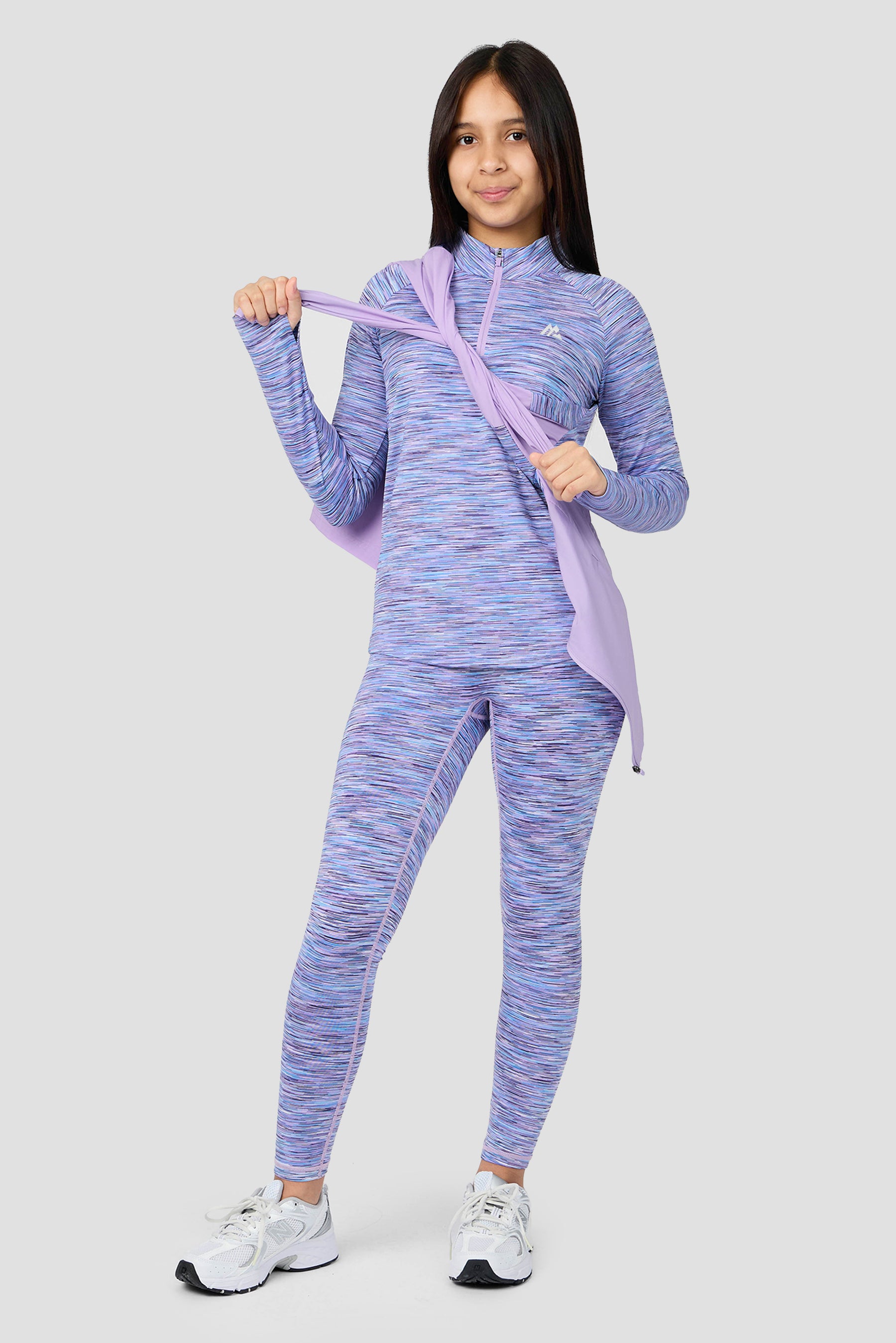 Girls Trail 1/4 Zip - Lilac/Blue/White
