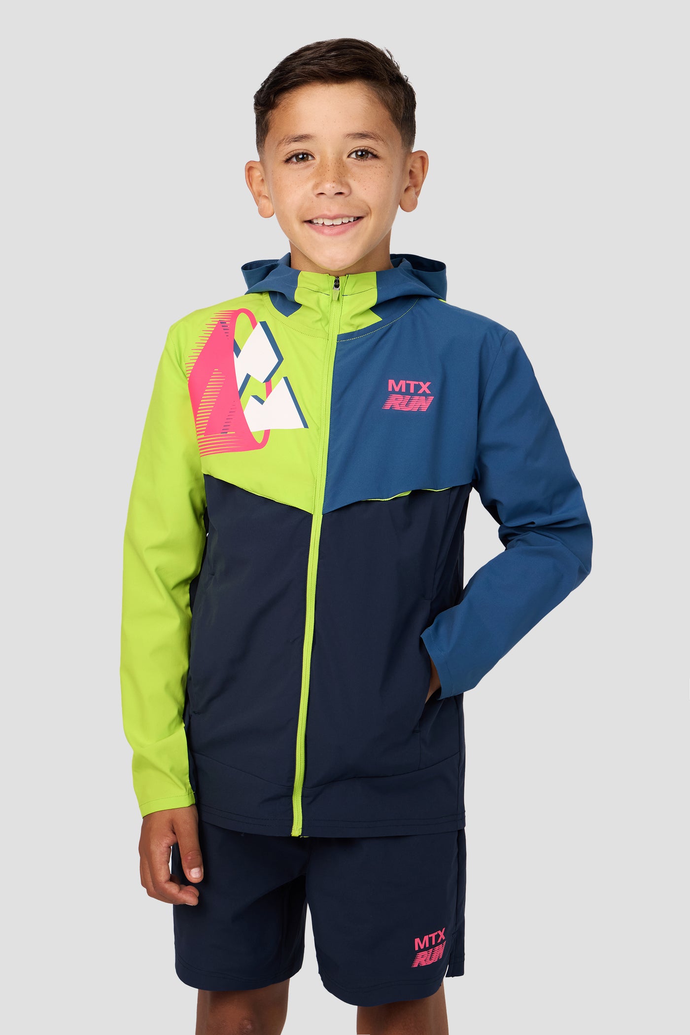 Boys MTX Run Jacket - Midnight Blue/Naval/Hazard