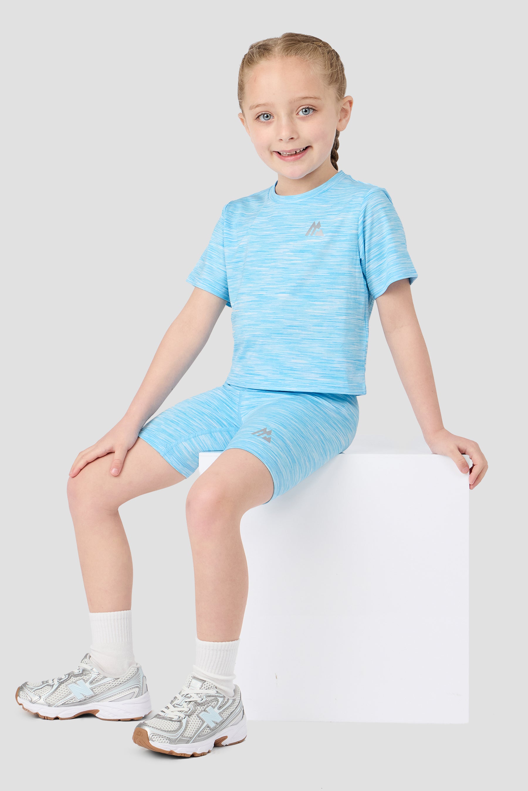 Infant Girl's Trail T-Shirt/Trail Cycling Short - Seashell Blue/White