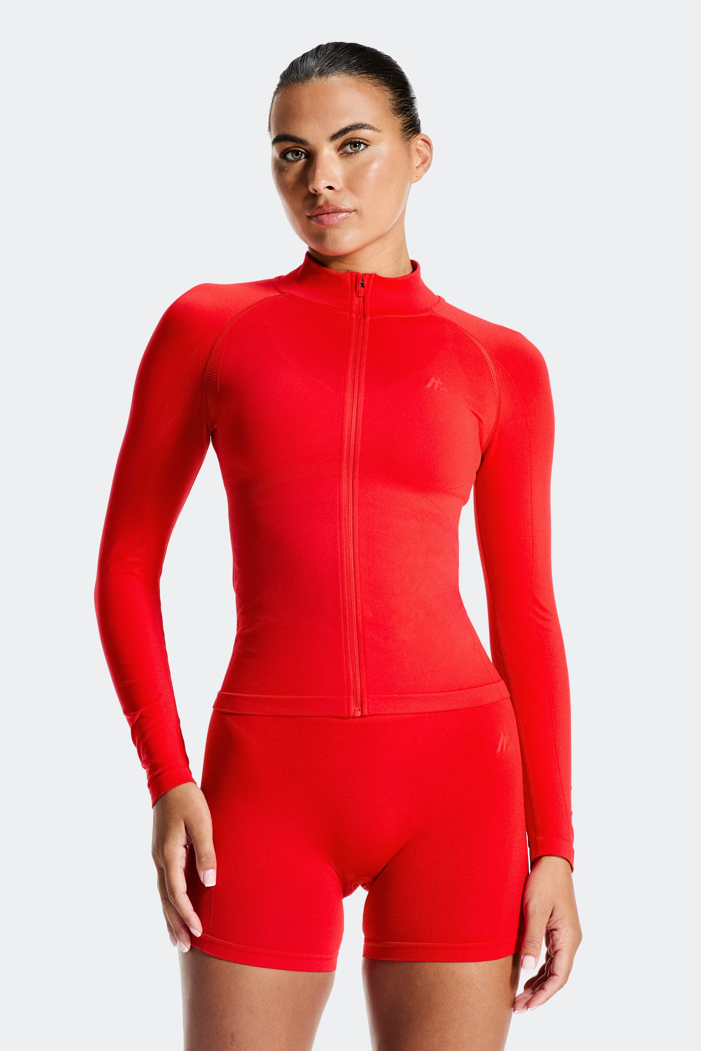Muse Seamless Full Zip - Poppy Red | Montirex Gymwear & Sportswear